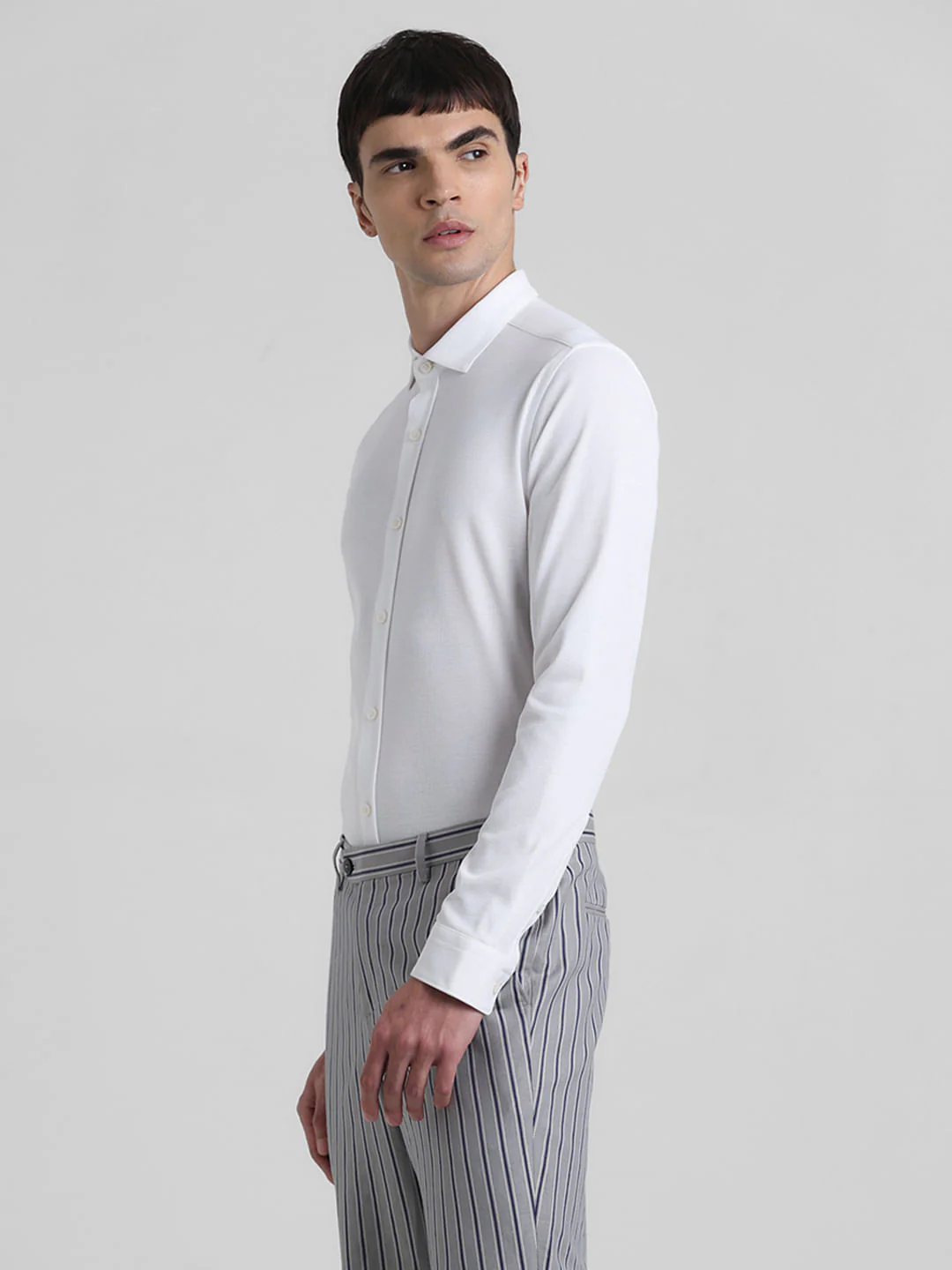 White Knitted Full Sleeves Shirt - Image 3