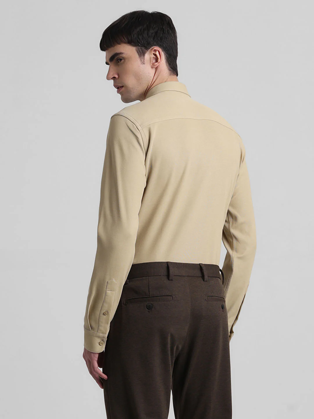 Brown Knitted Full Sleeves Shirt - Image 4