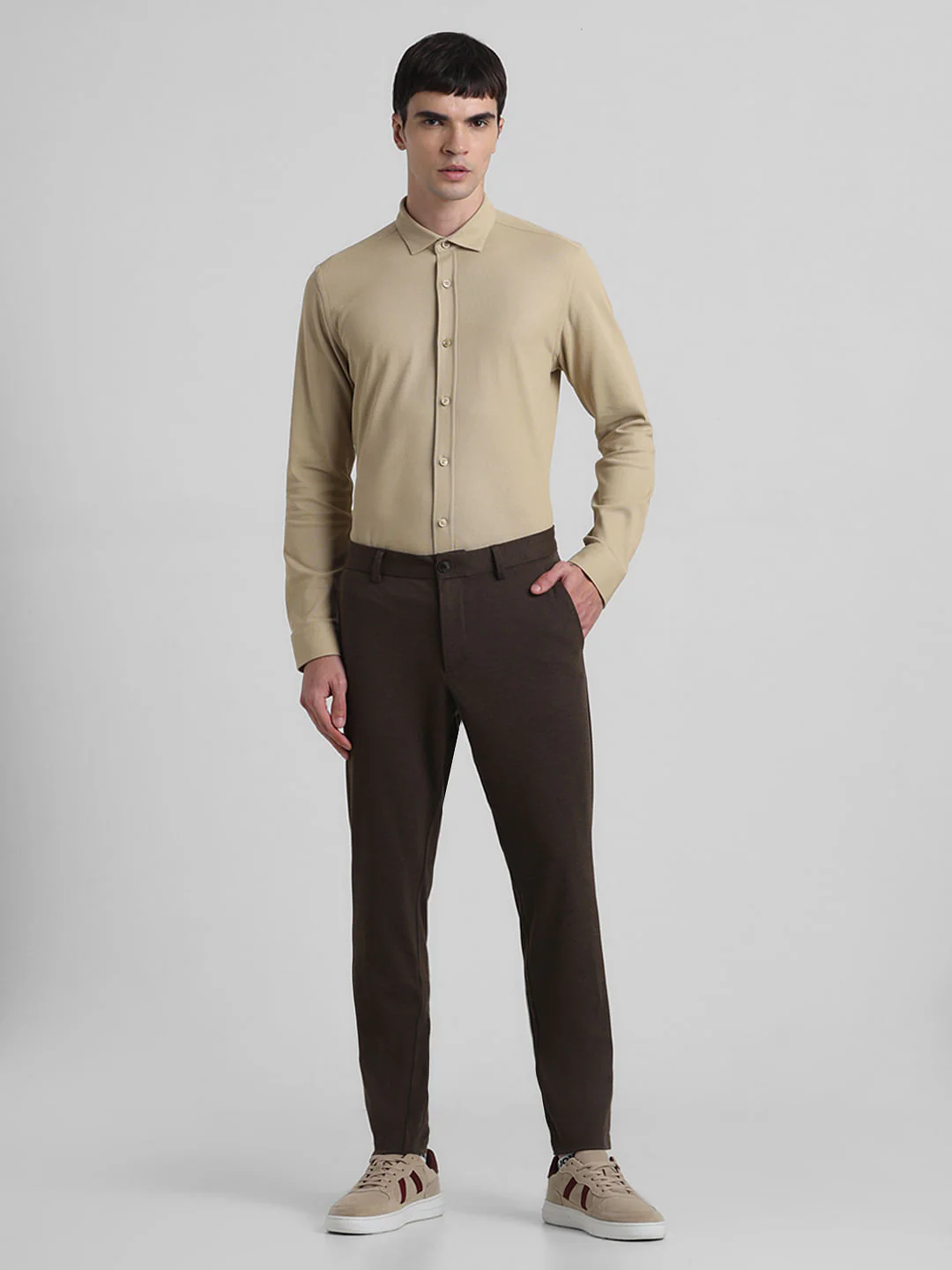 Brown Knitted Full Sleeves Shirt - Image 6