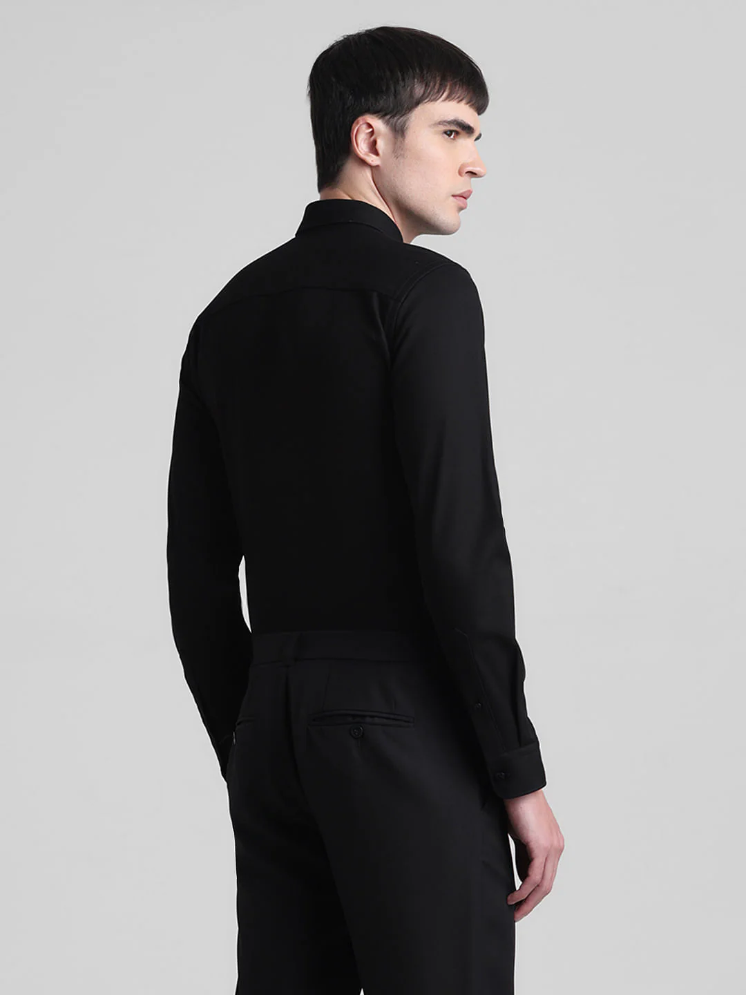 Black Knitted Full Sleeves Shirt - Image 4