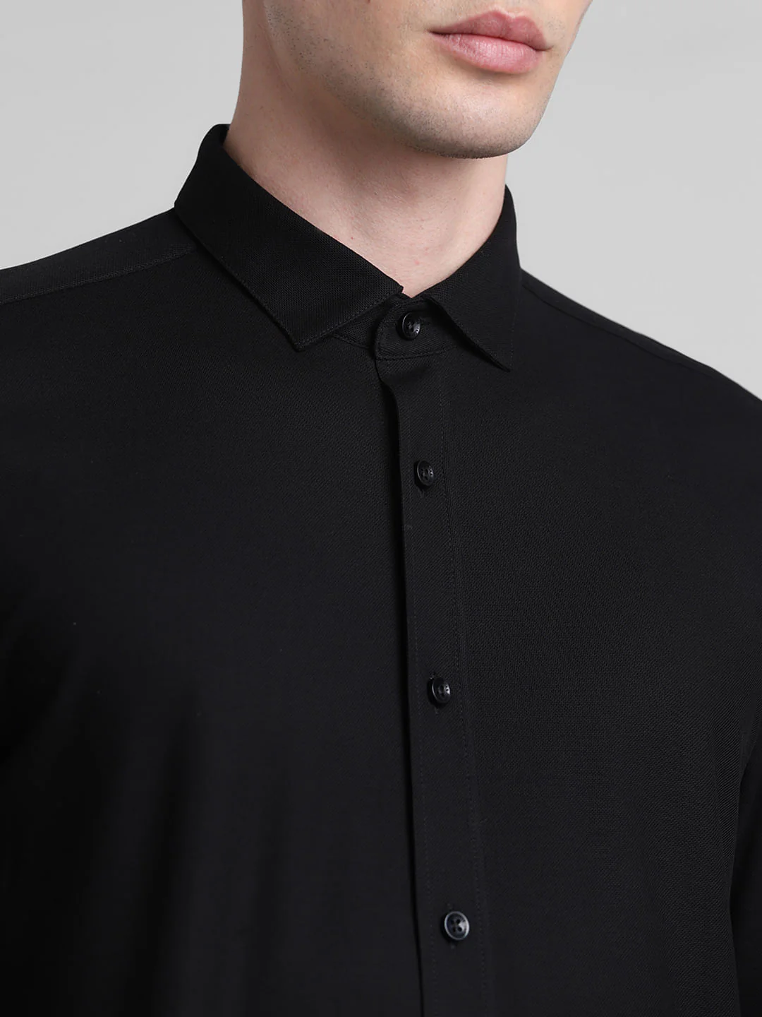 Black Knitted Full Sleeves Shirt - Image 5