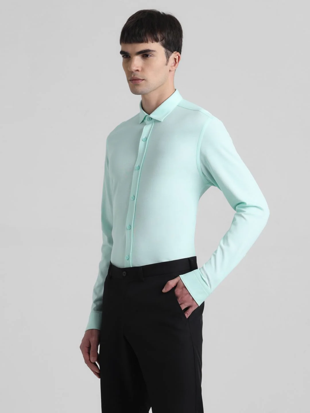 Green Knitted Full Sleeves Shirt - Image 3
