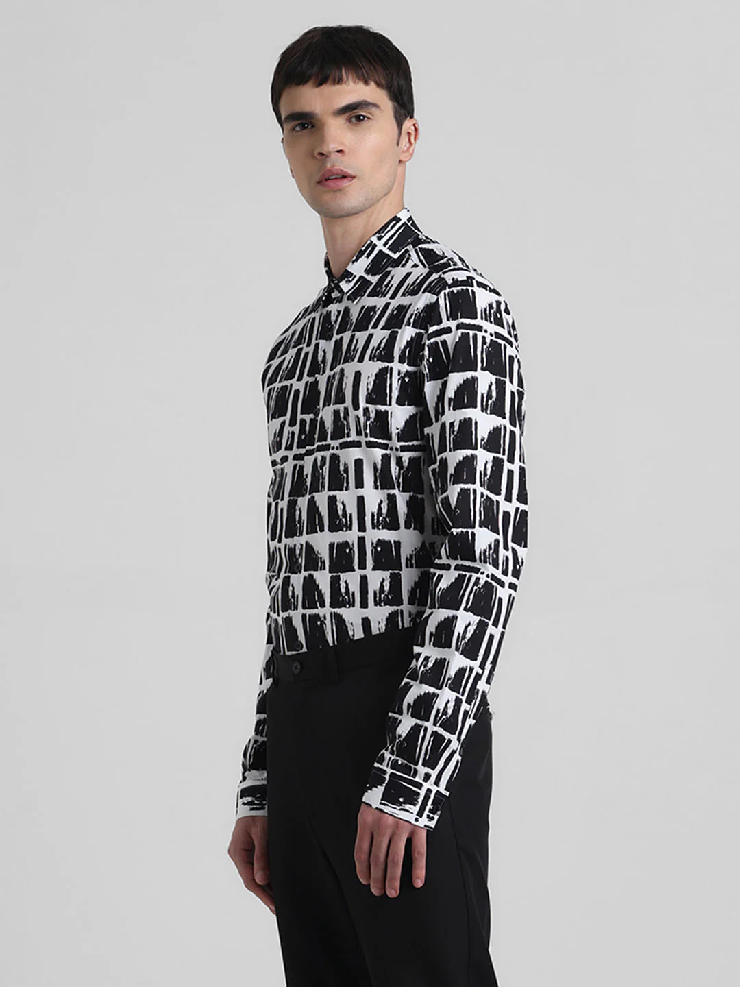 Black Check Print Full Sleeves Shirt - Image 3