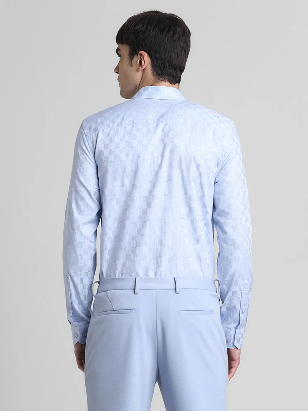 Blue Dobby Full Sleeves Shirt - Image 4