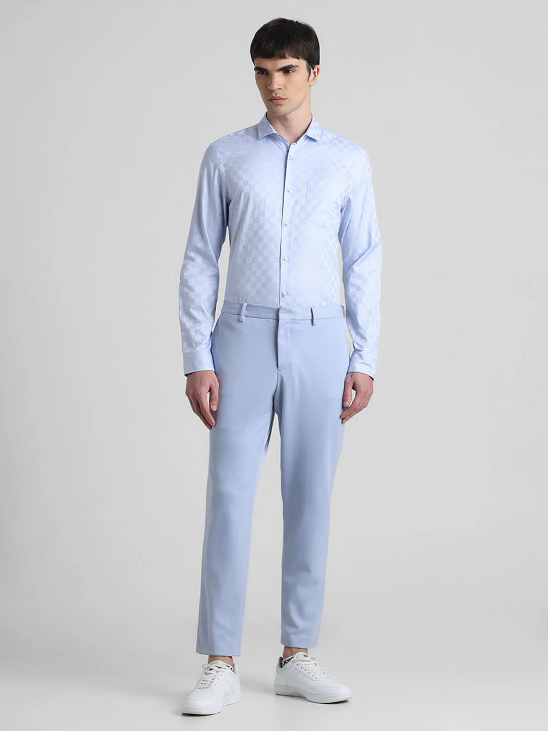 Blue Dobby Full Sleeves Shirt - Image 6