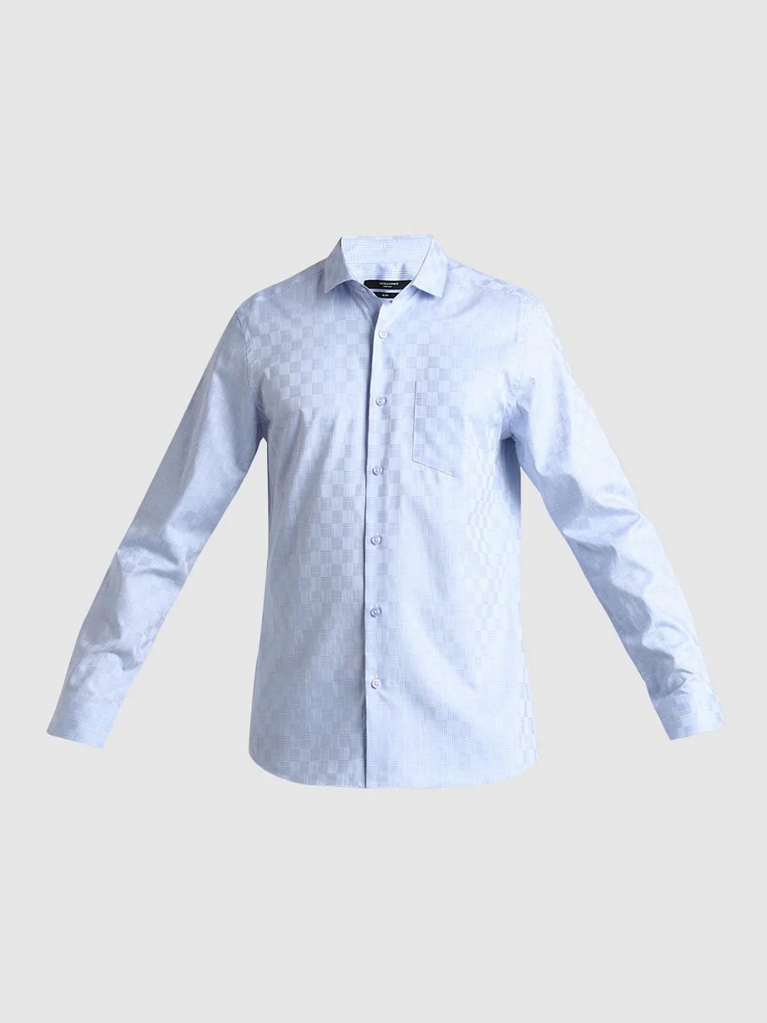 Blue Dobby Full Sleeves Shirt - Image 7