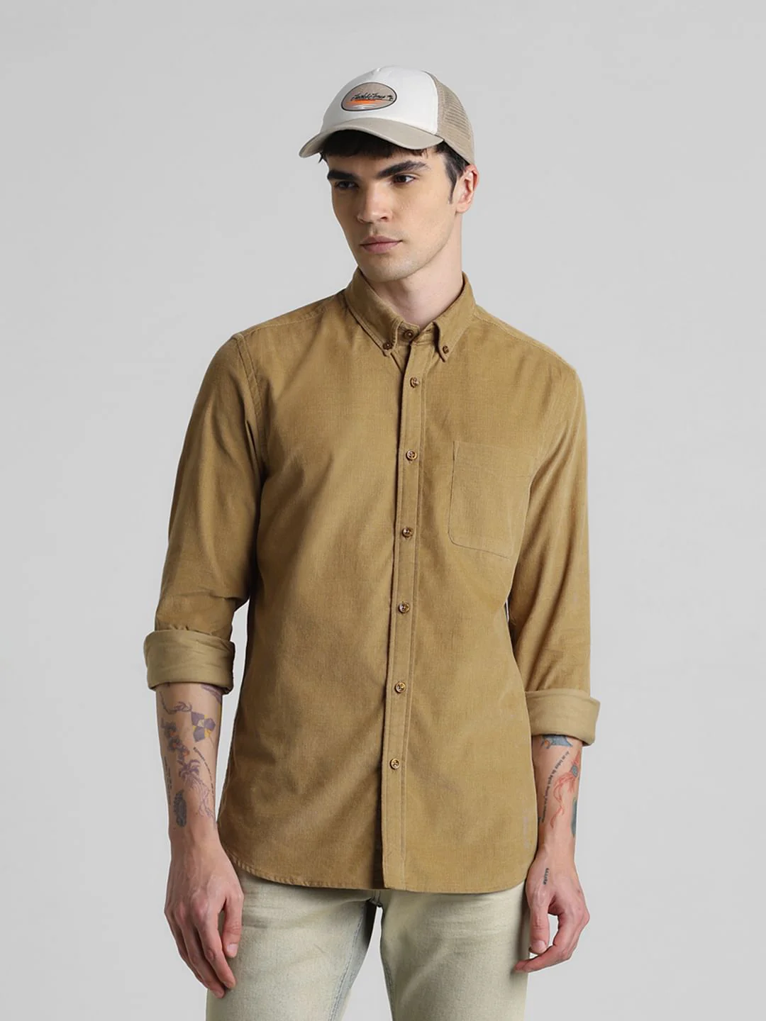 Brown Corduroy Full Sleeves Shirt