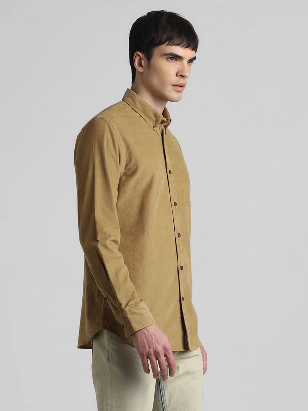 Brown Corduroy Full Sleeves Shirt - Image 3