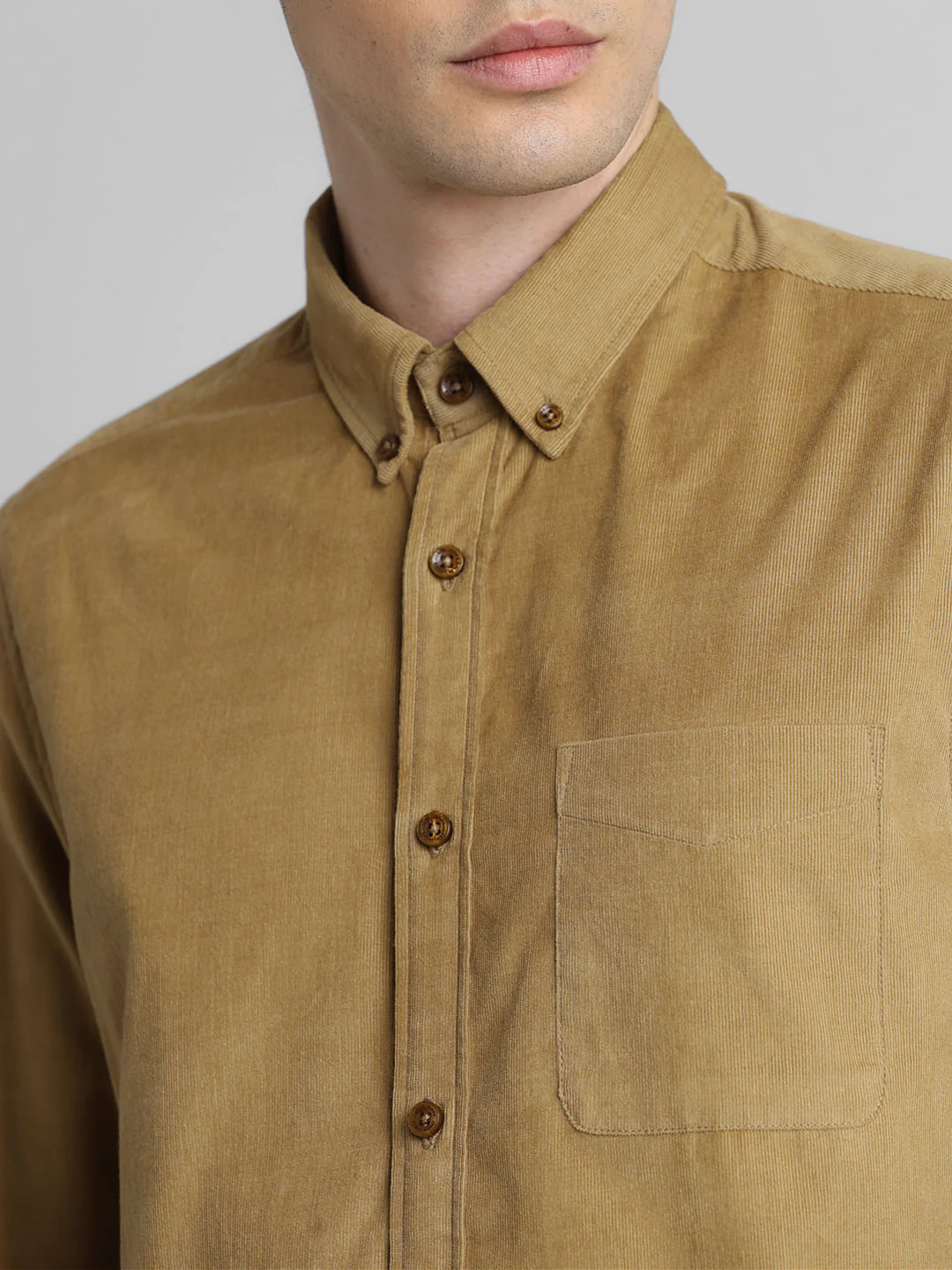 Brown Corduroy Full Sleeves Shirt - Image 5