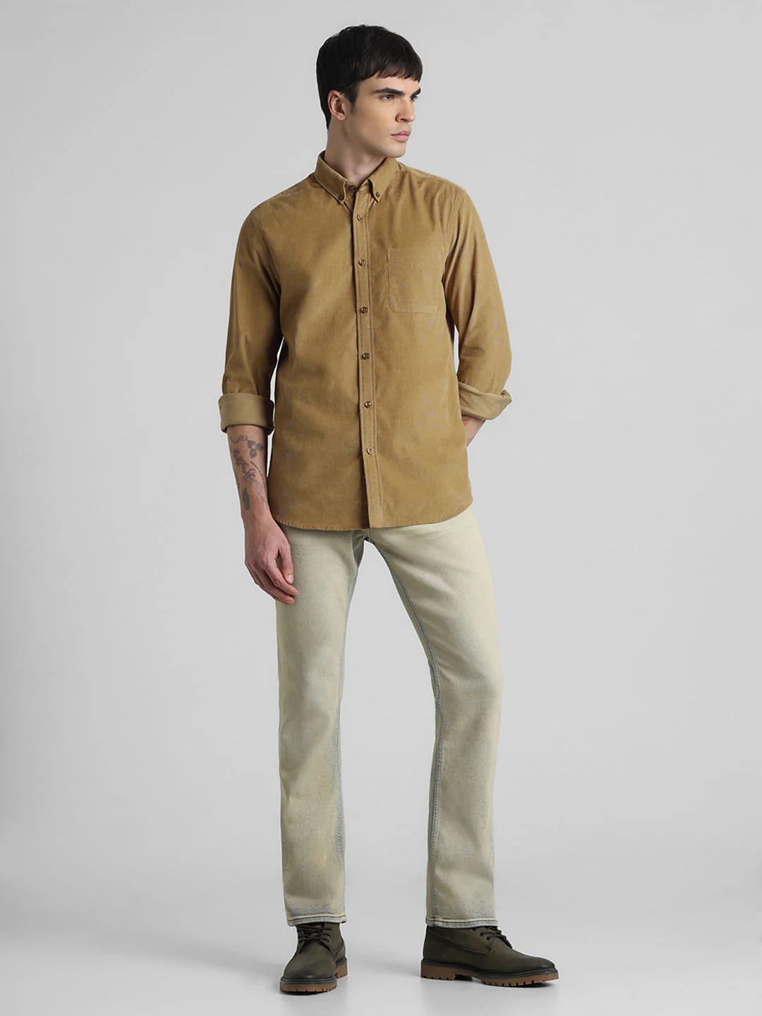 Brown Corduroy Full Sleeves Shirt - Image 6