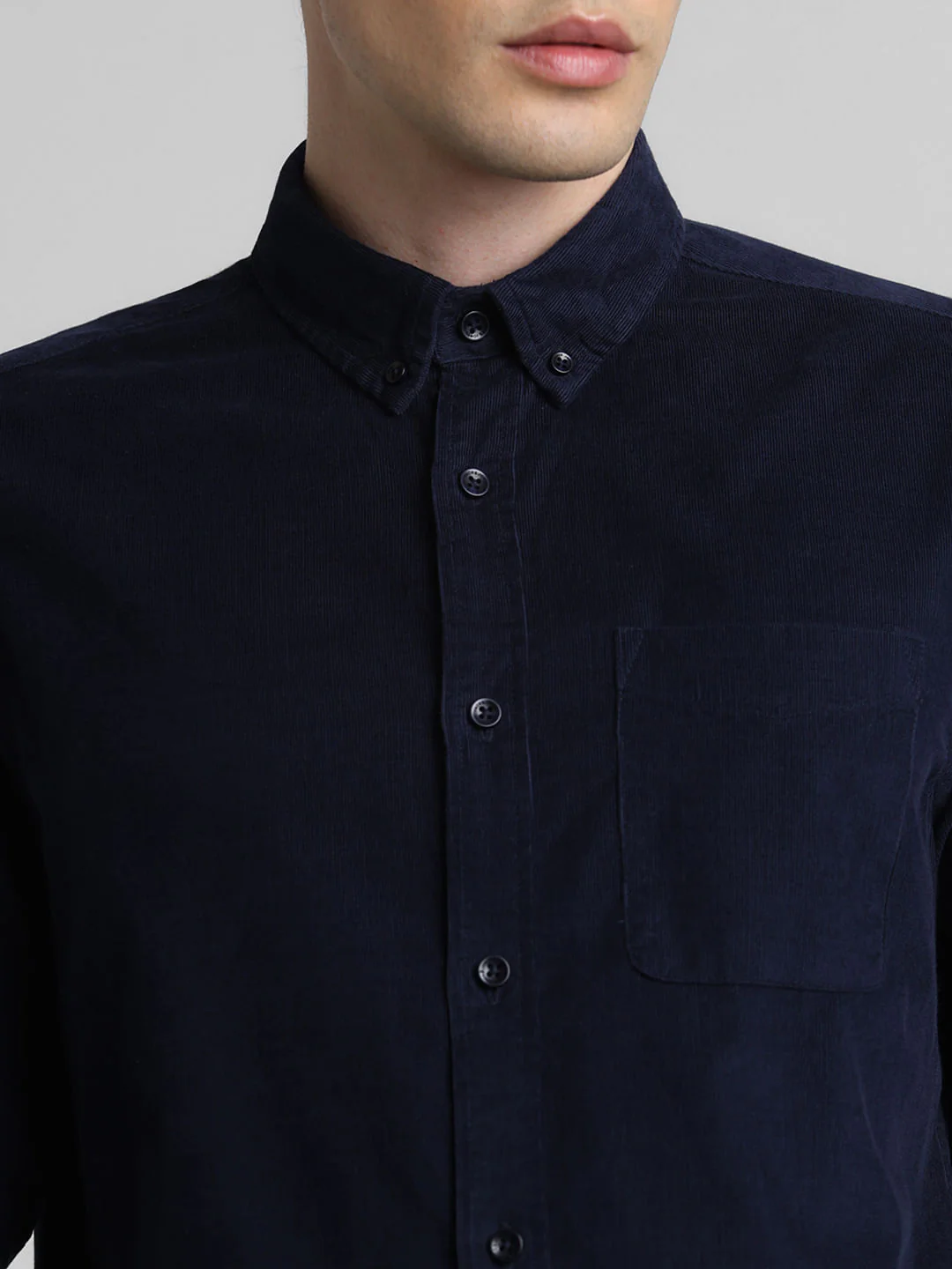 Navy Blue Corduroy Full Sleeves Shirt - Image 5