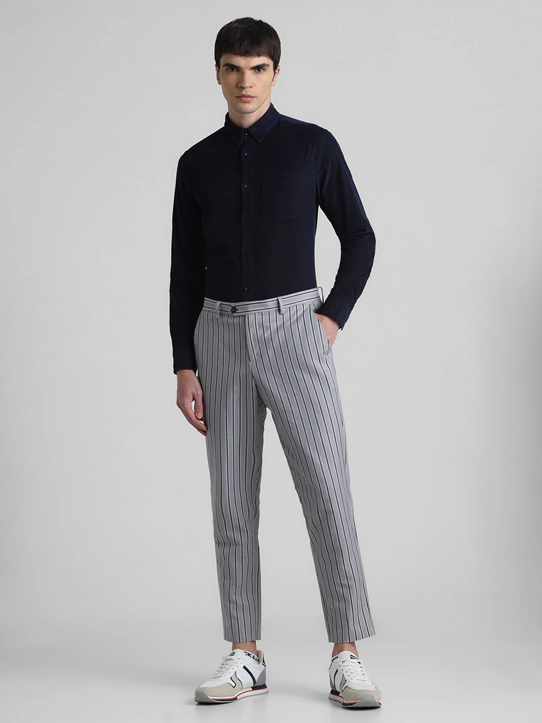 Navy Blue Corduroy Full Sleeves Shirt - Image 6