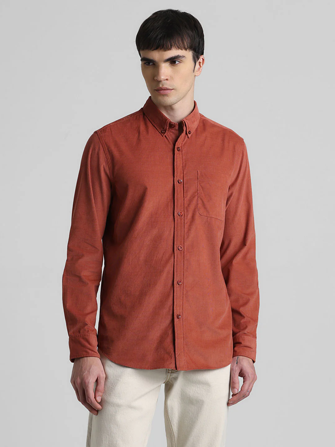 Red Corduroy Full Sleeves Shirt - Image 2