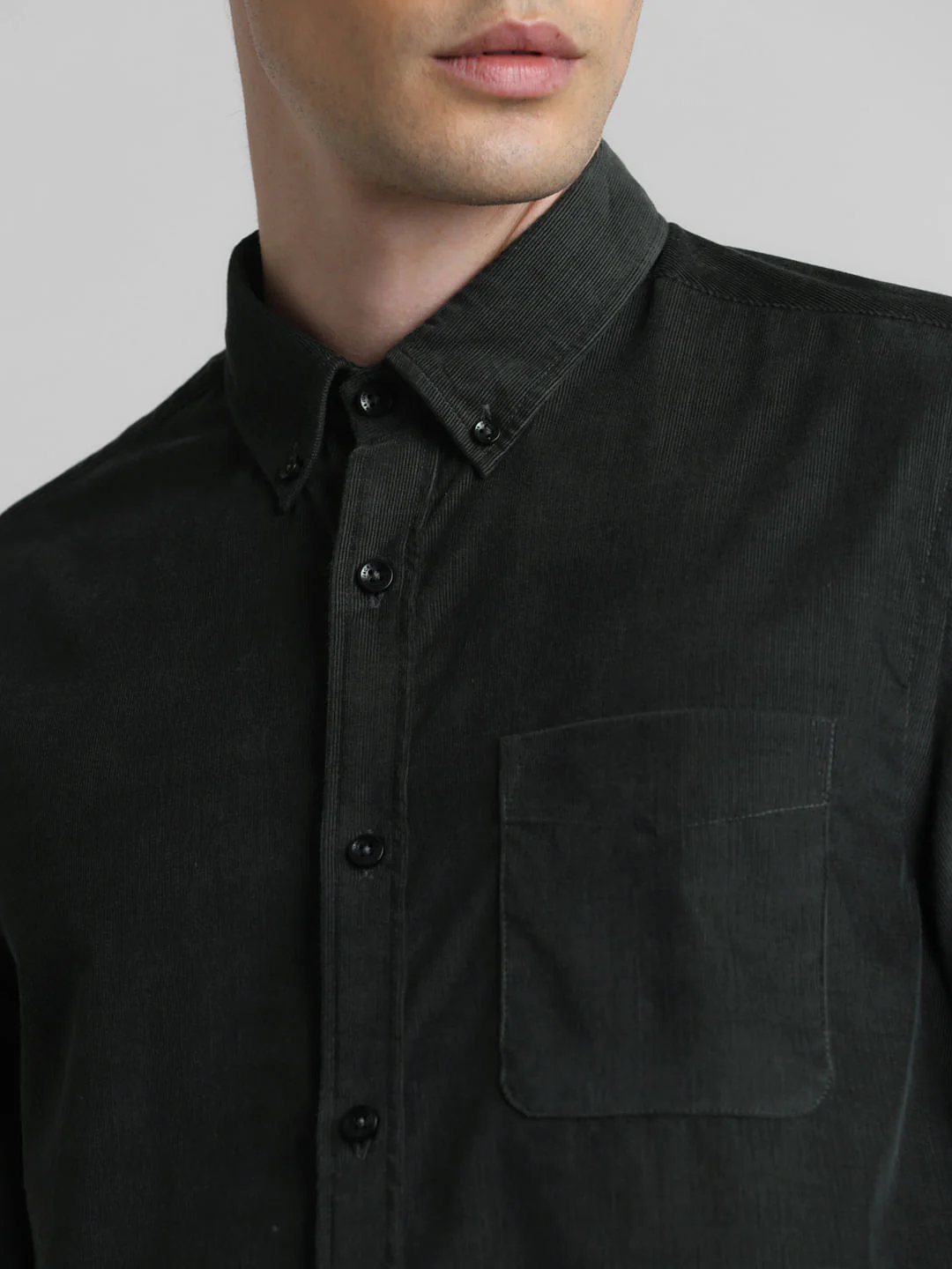 Dark Green Corduroy Full Sleeves Shirt - Image 5