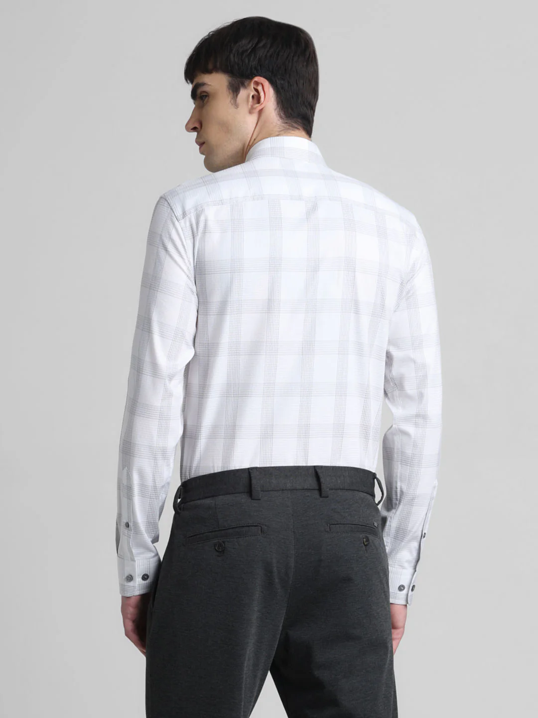 White Dobby Check Print Shirt - Image 4