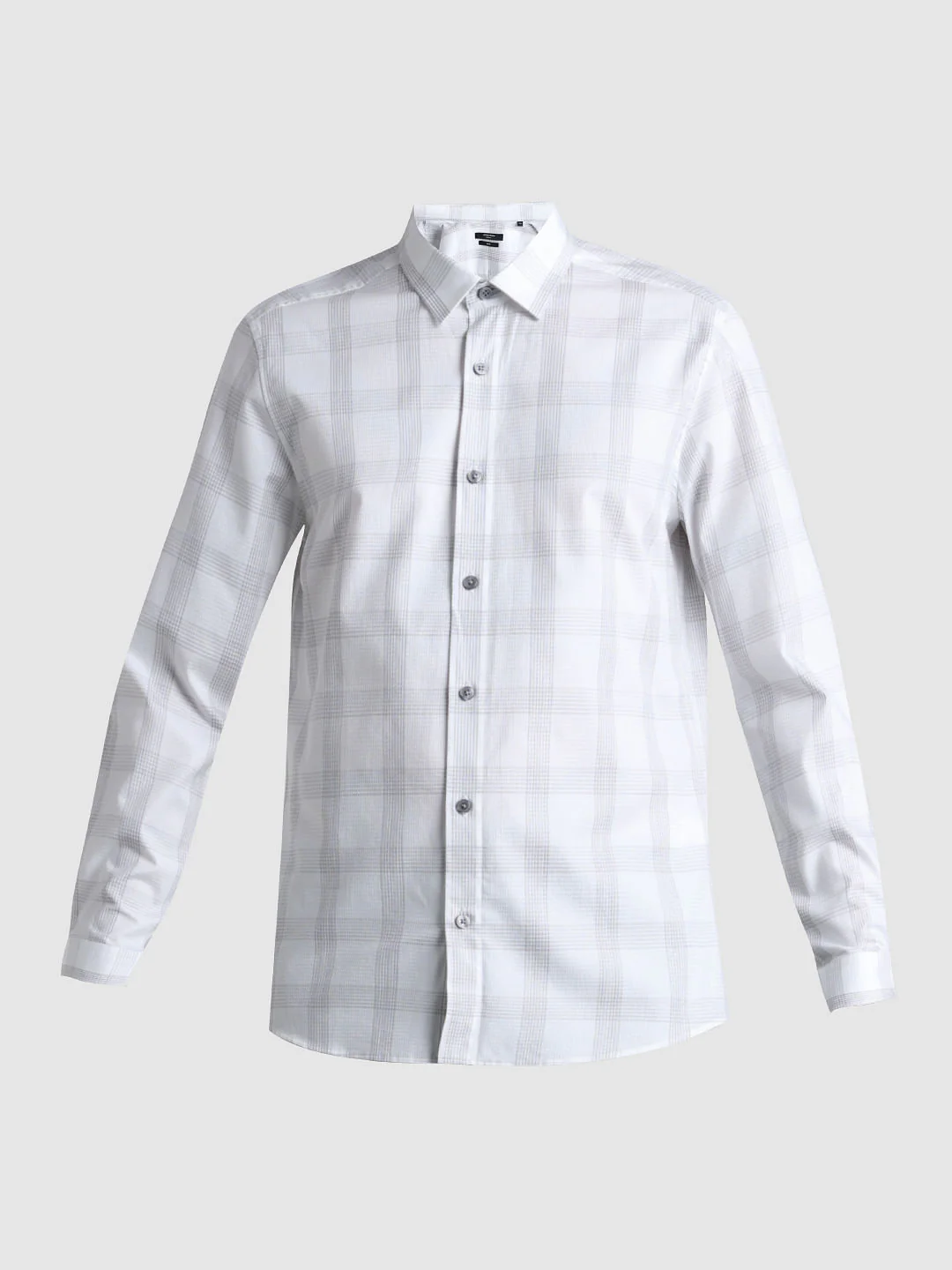 White Dobby Check Print Shirt - Image 7