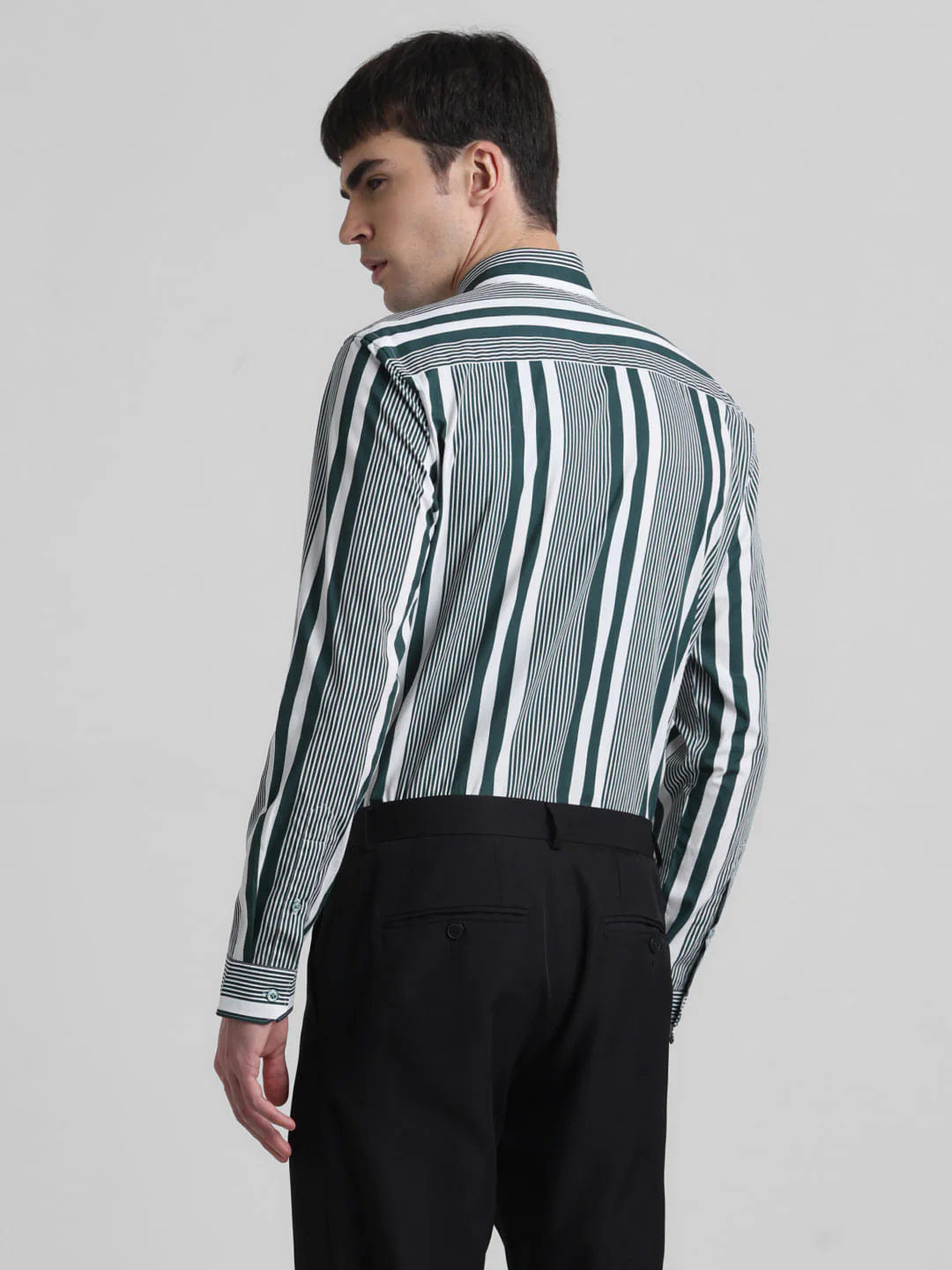 Green Striped Full Sleeves Shirt - Image 4