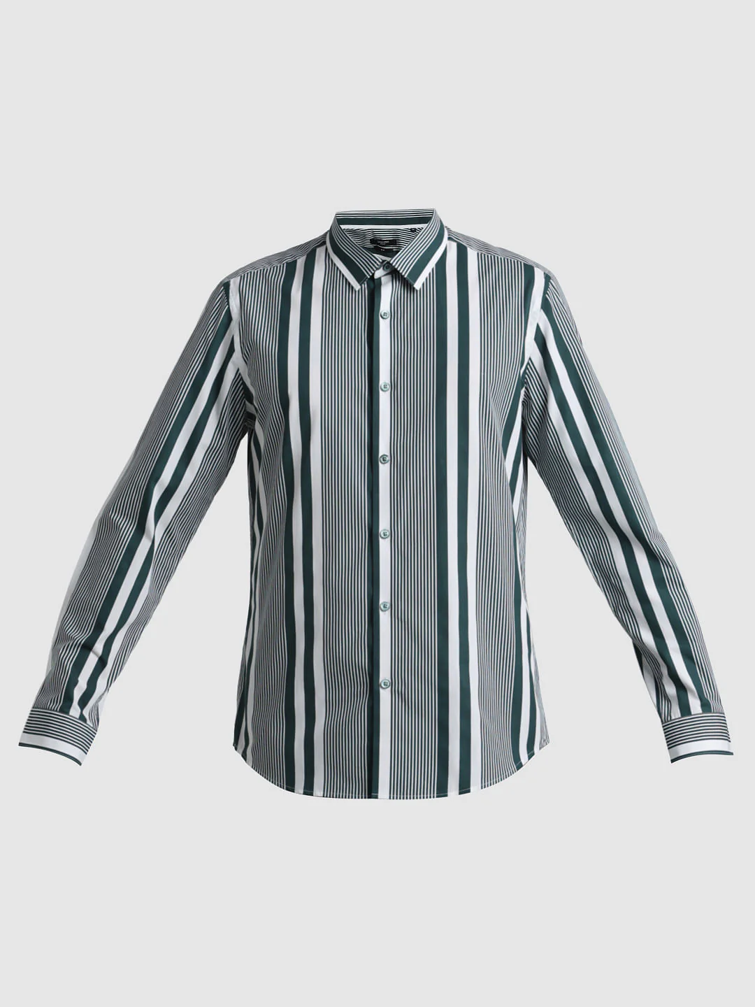 Green Striped Full Sleeves Shirt - Image 7
