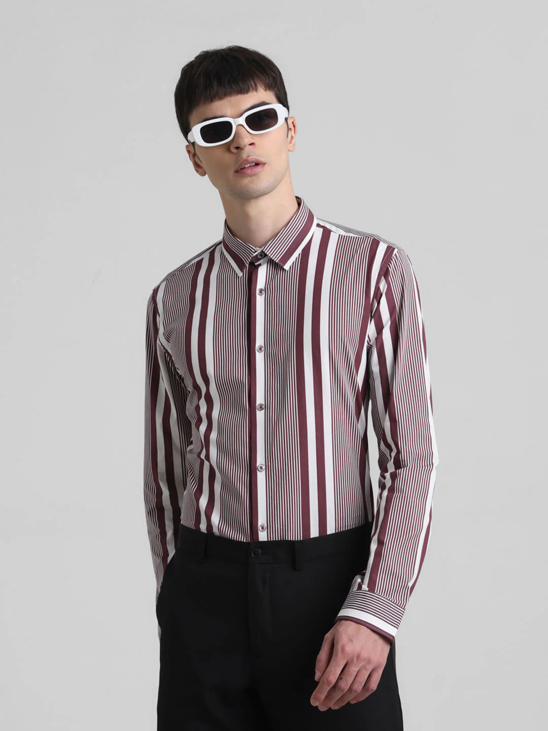Red Striped Full Sleeves Shirt