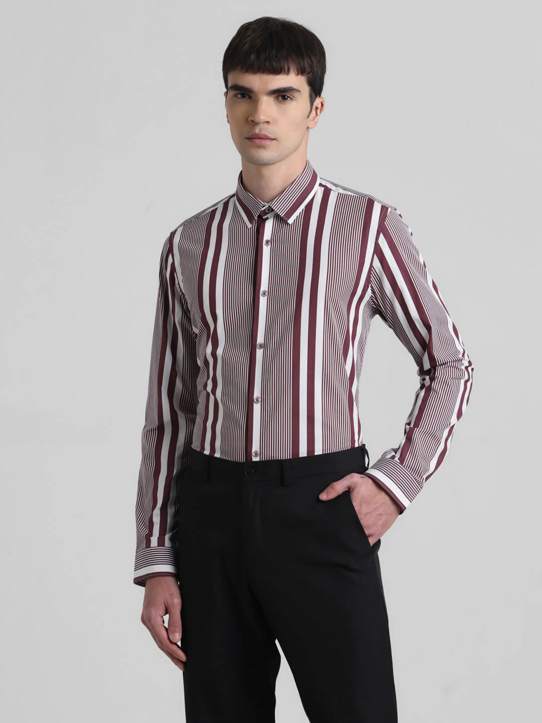 Red Striped Full Sleeves Shirt - Image 2