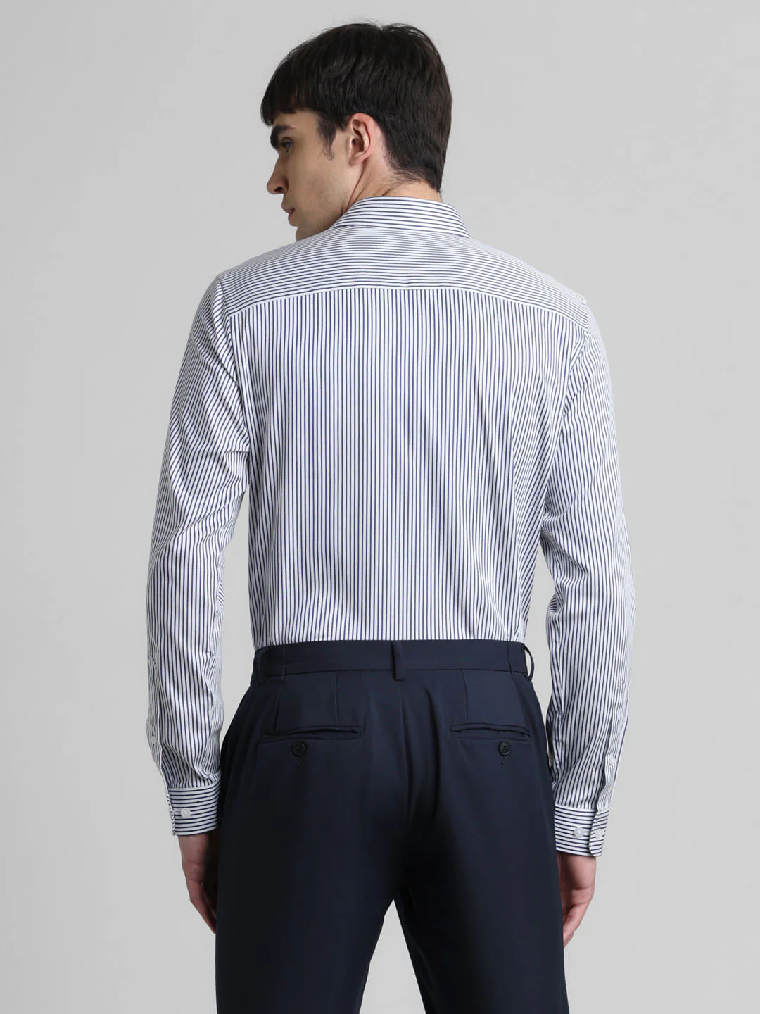 Blue Pinstriped Full Sleeves Shirt - Image 4