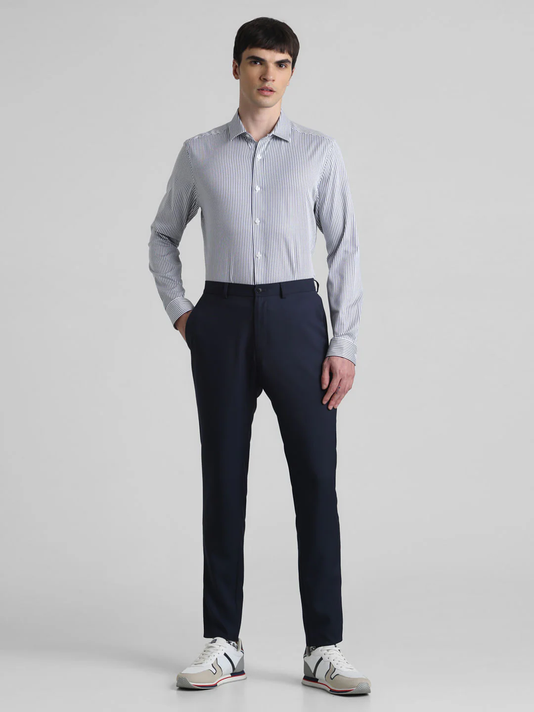 Blue Pinstriped Full Sleeves Shirt - Image 6