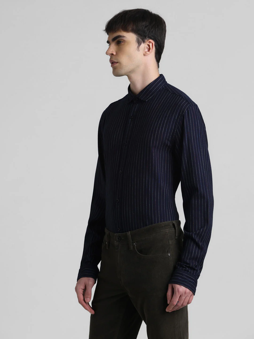 Blue Striped Full Sleeves Shirt - Image 3