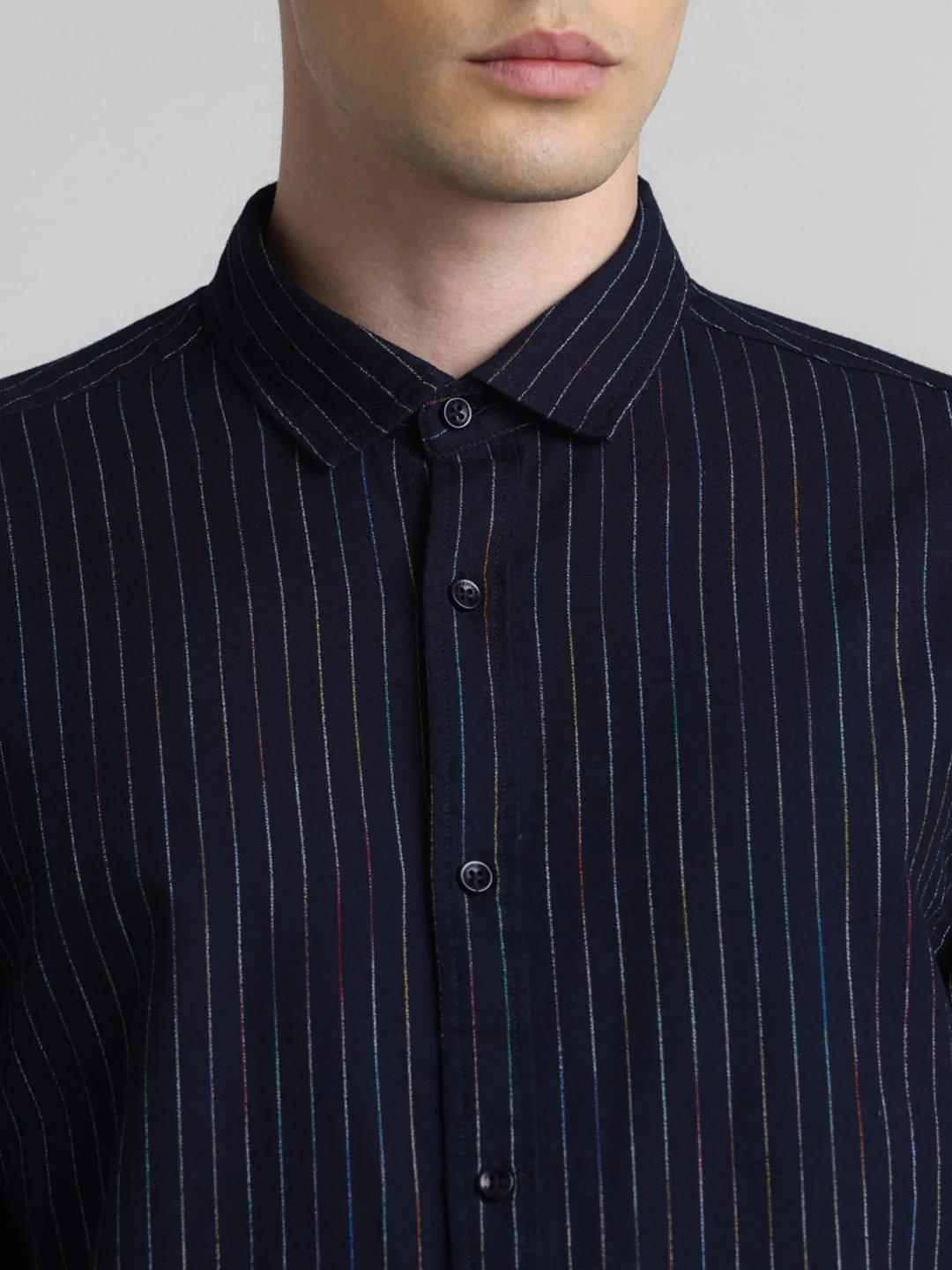 Blue Striped Full Sleeves Shirt - Image 5