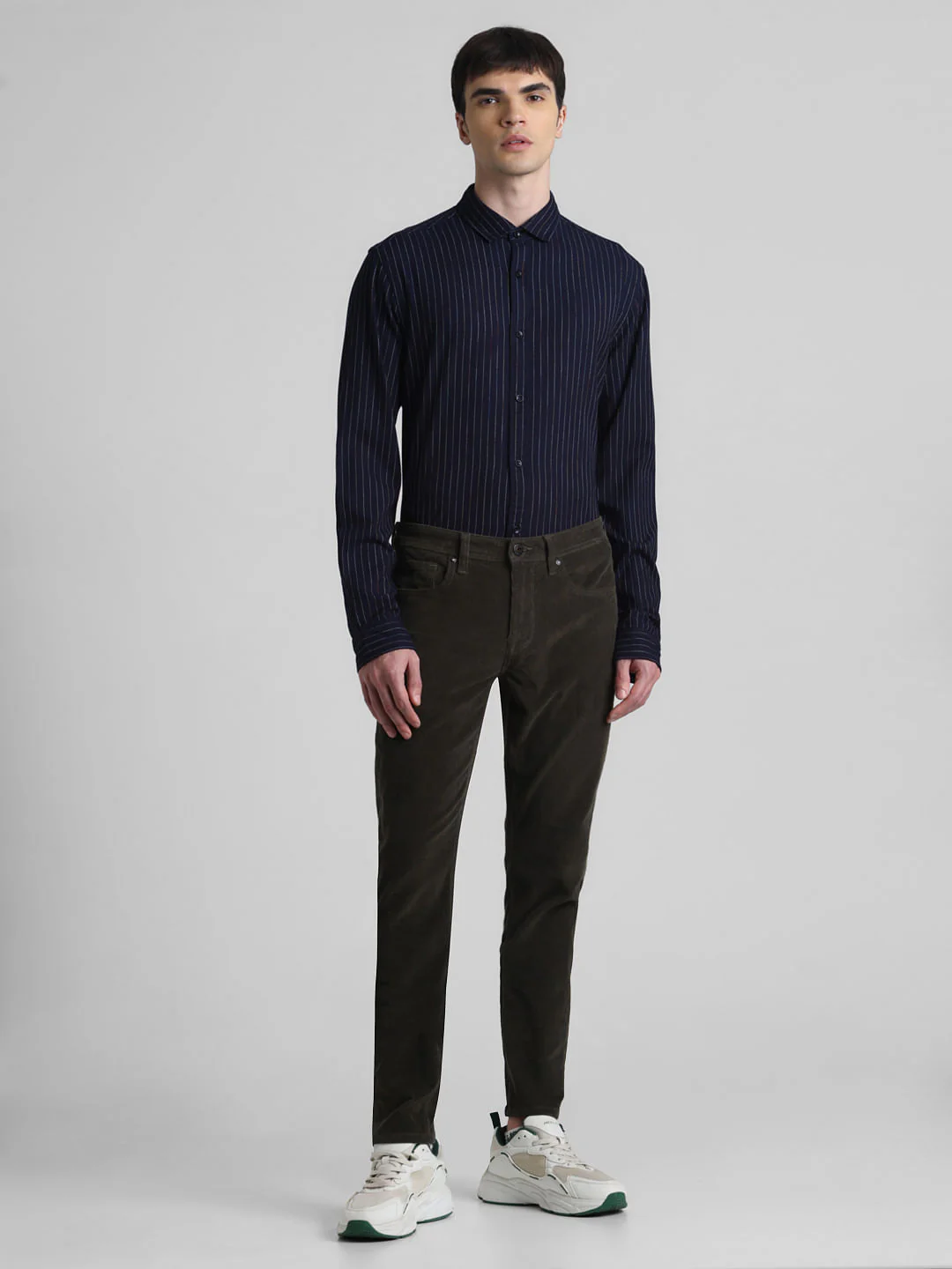Blue Striped Full Sleeves Shirt - Image 6