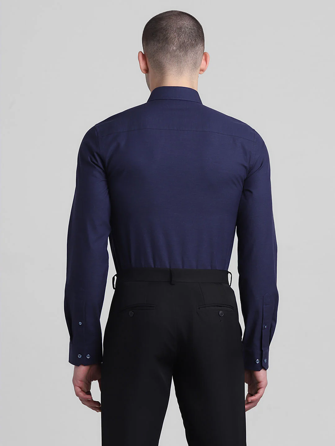 Dark Blue Cotton Full Sleeves Shirt - Image 4