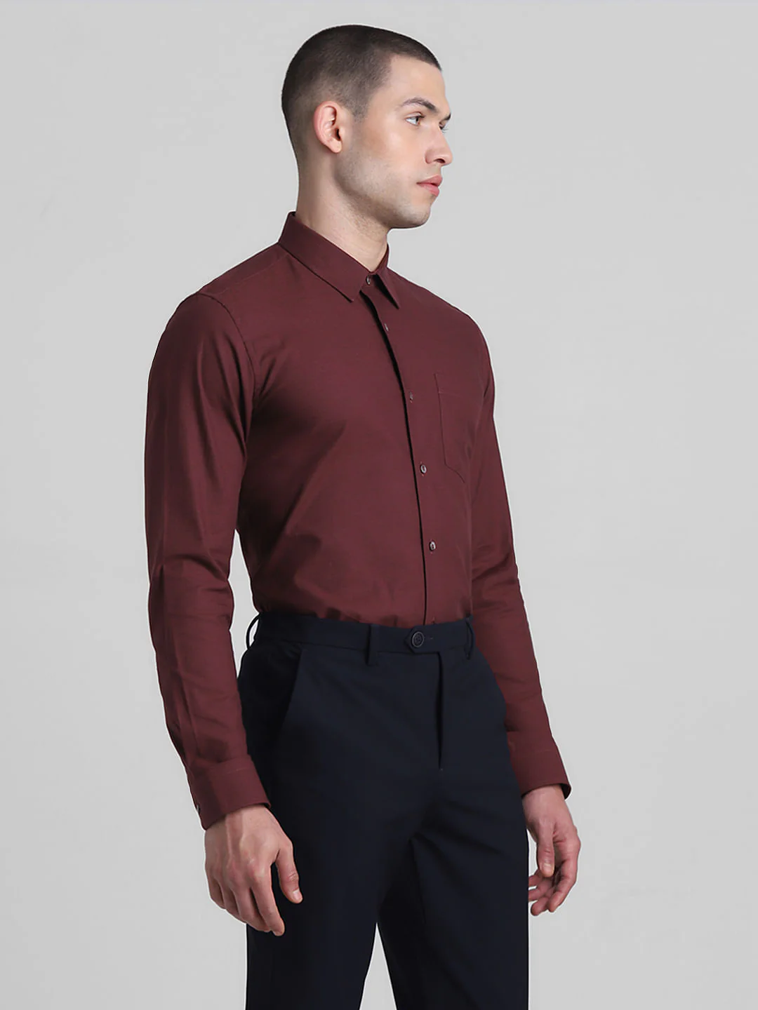 Maroon Cotton Full Sleeves Shirt - Image 3