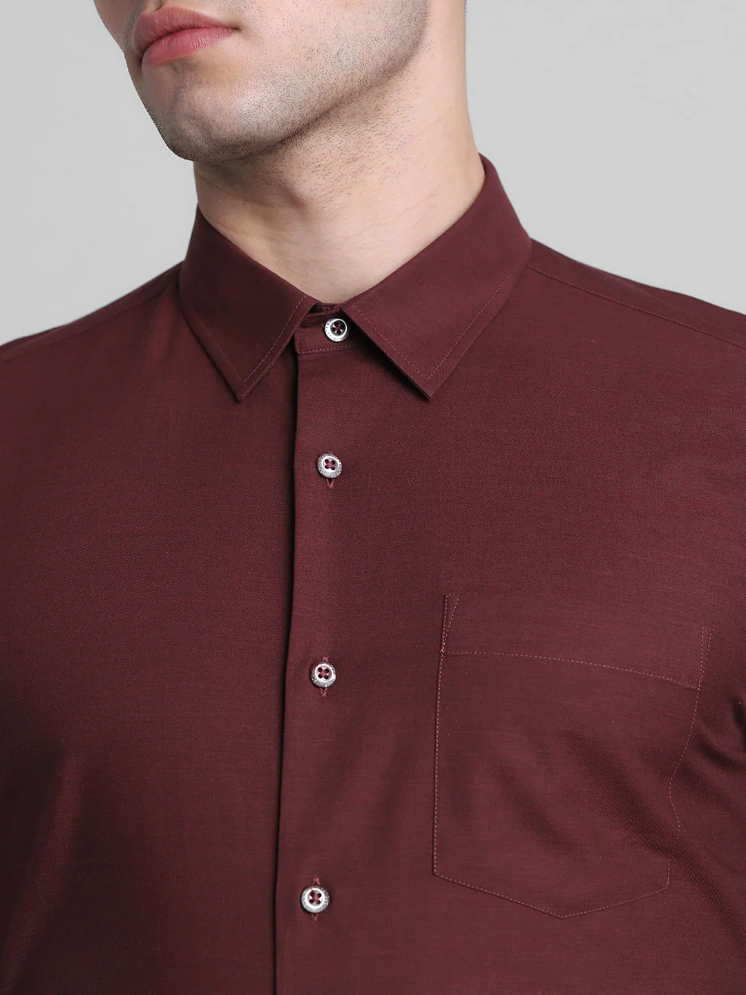 Maroon Cotton Full Sleeves Shirt - Image 5