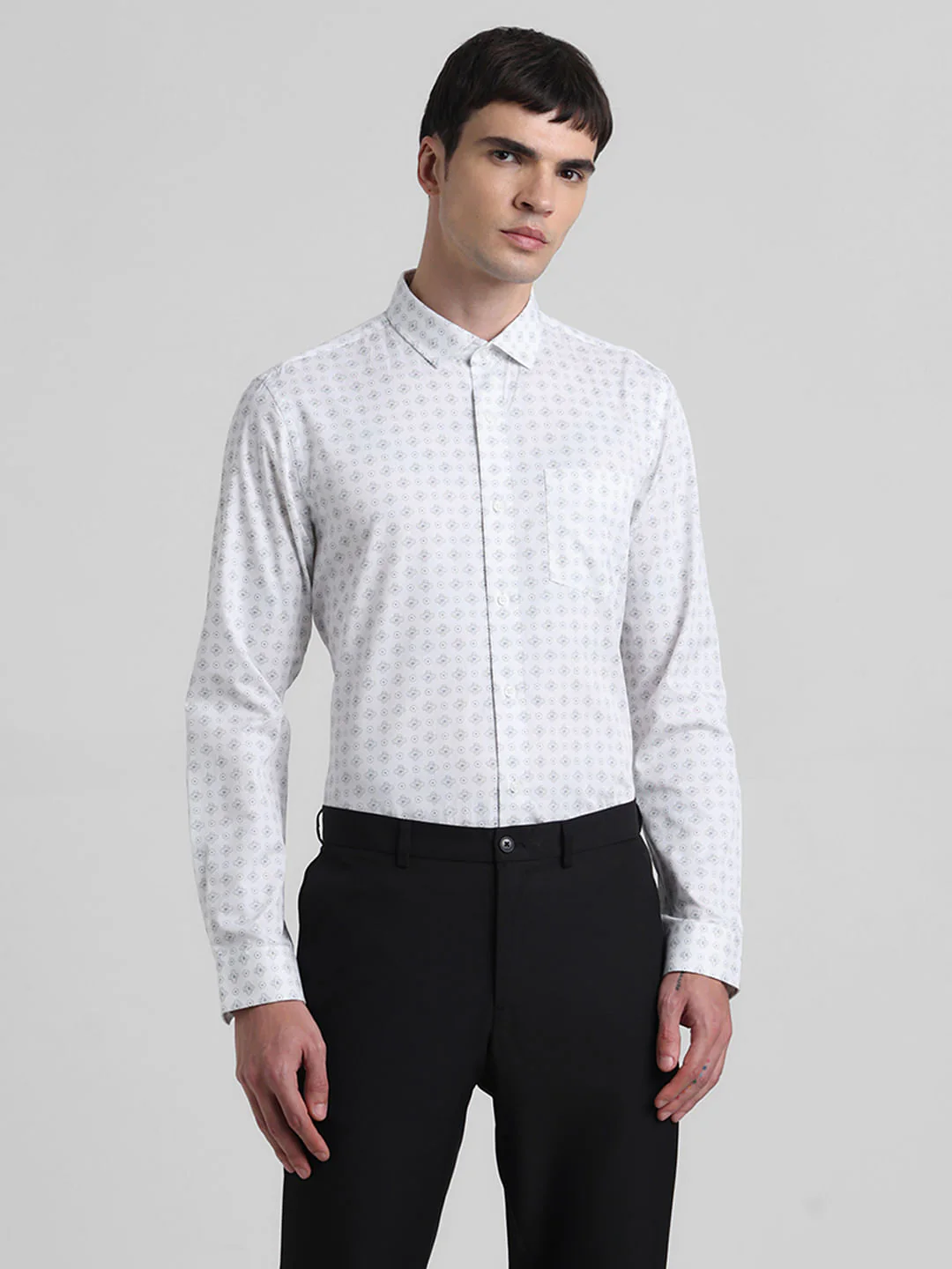 White Printed Full Sleeves Shirt - Image 2