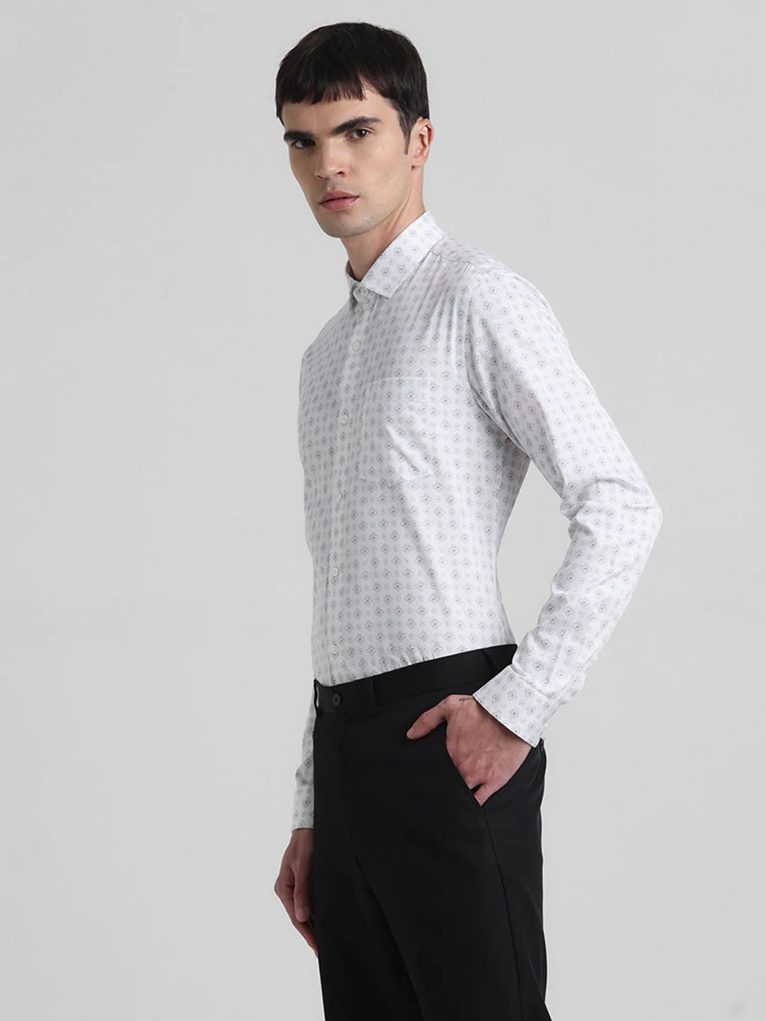 White Printed Full Sleeves Shirt - Image 3