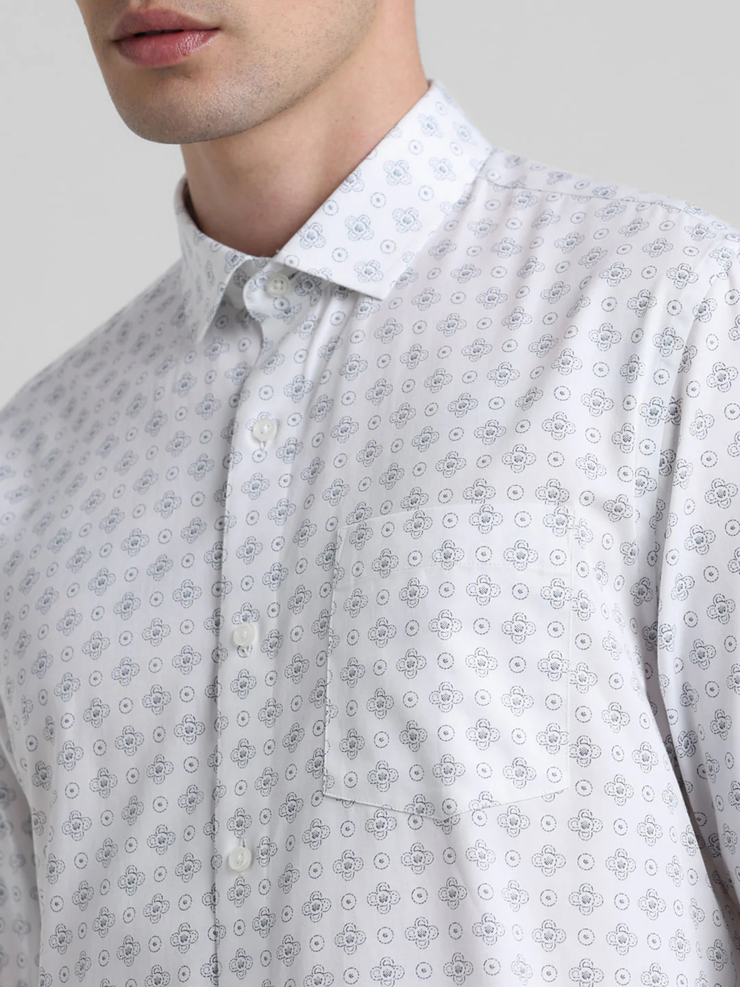 White Printed Full Sleeves Shirt - Image 5