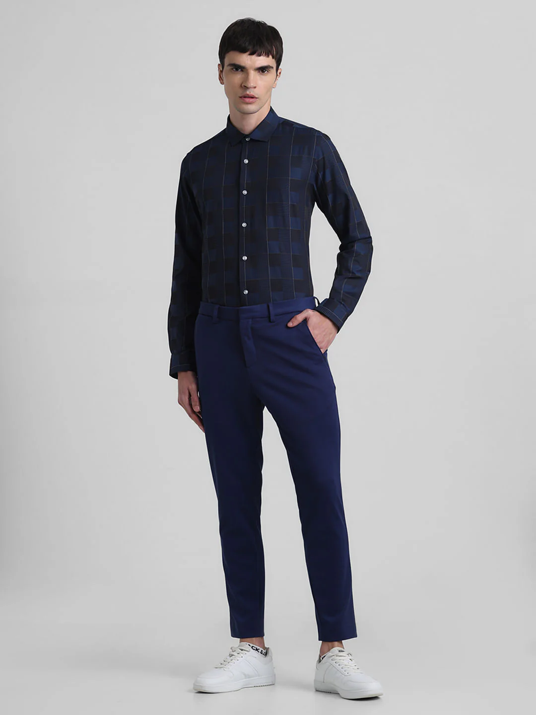 Blue Dobby Check Full Sleeves Shirt - Image 6