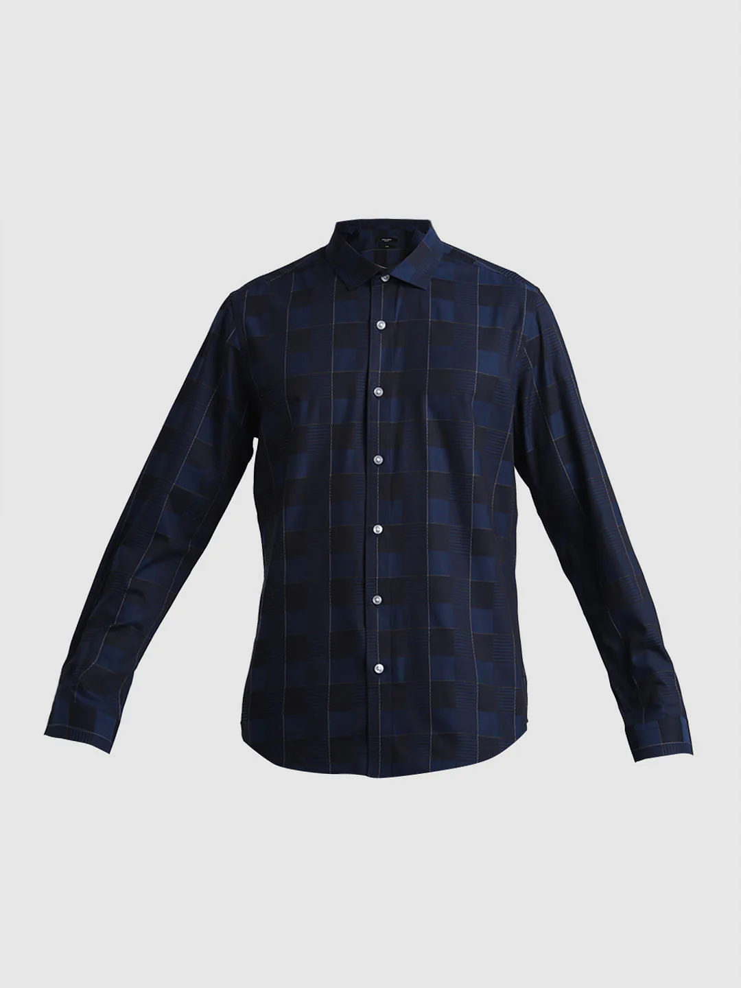 Blue Dobby Check Full Sleeves Shirt - Image 7