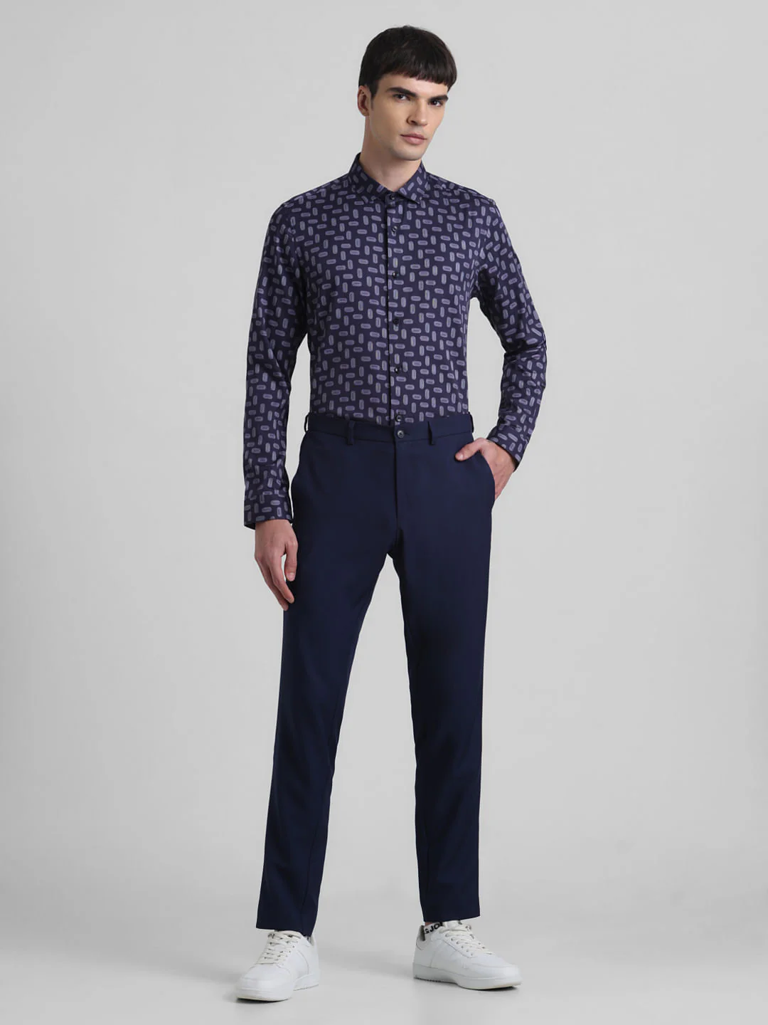 Dark Navy Abstract Print Shirt - Image 6