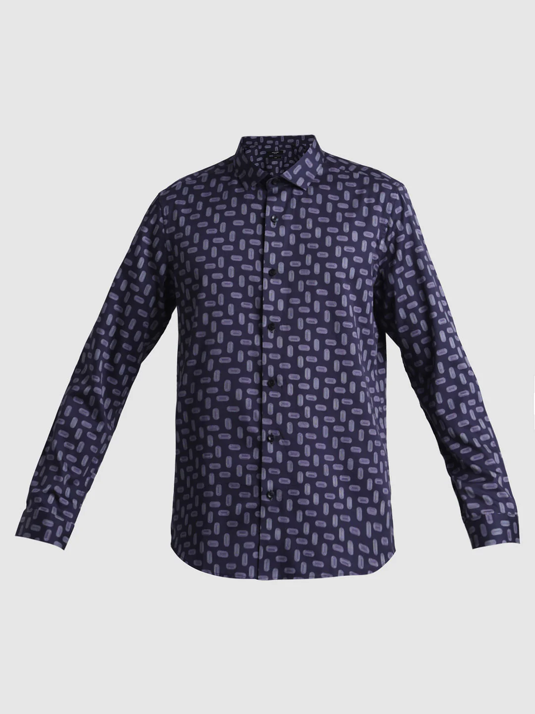 Dark Navy Abstract Print Shirt - Image 7