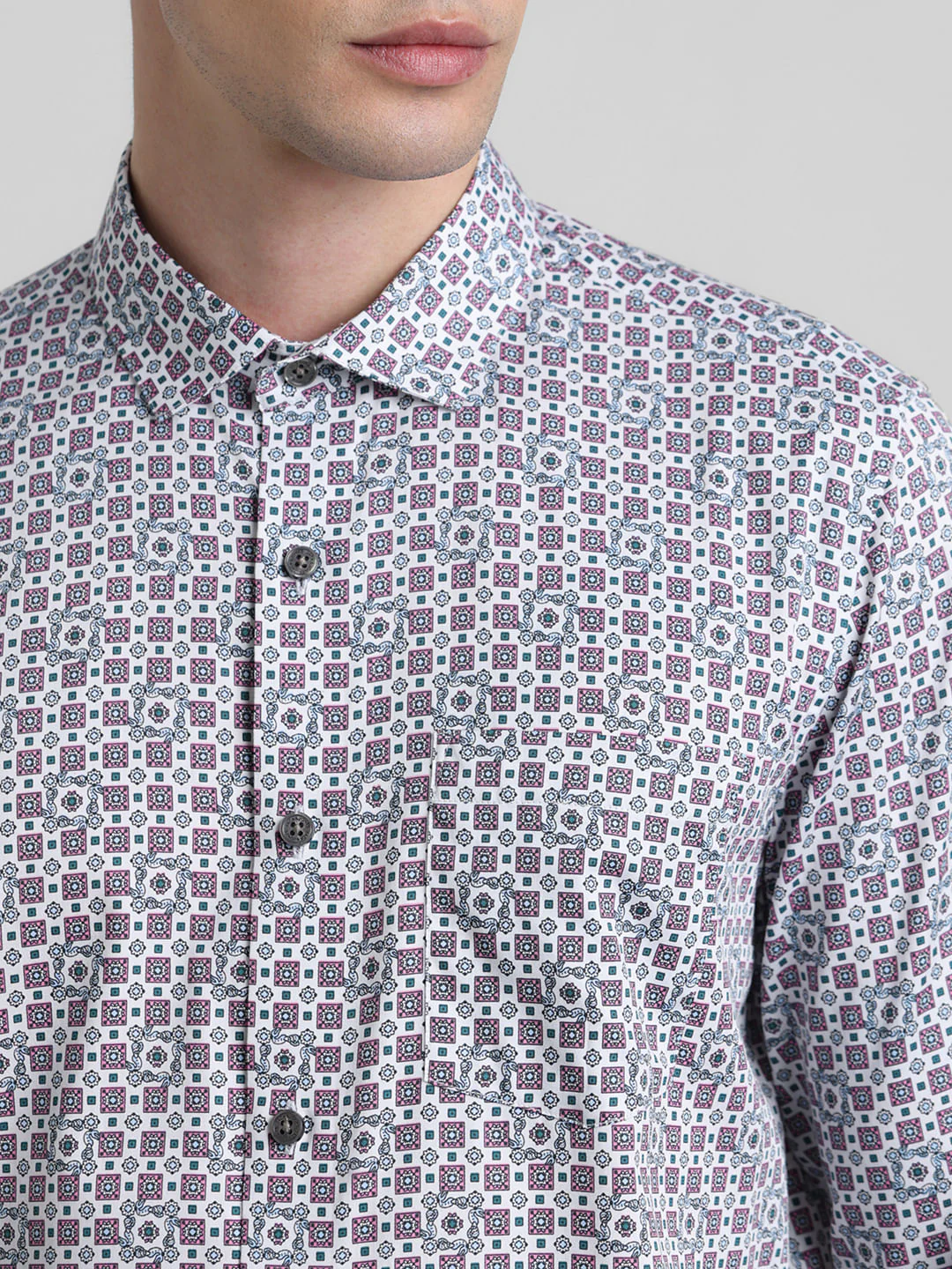 White Printed Full Sleeves Shirt - Image 5