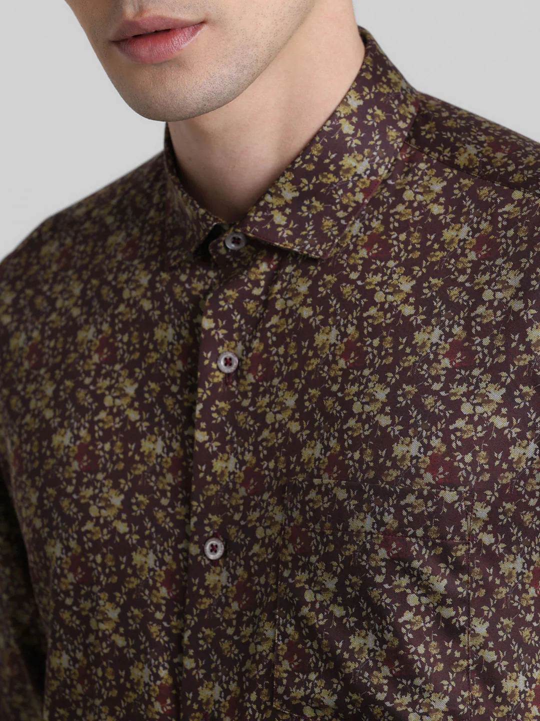 Maroon Floral Full Sleeves Shirt - Image 5