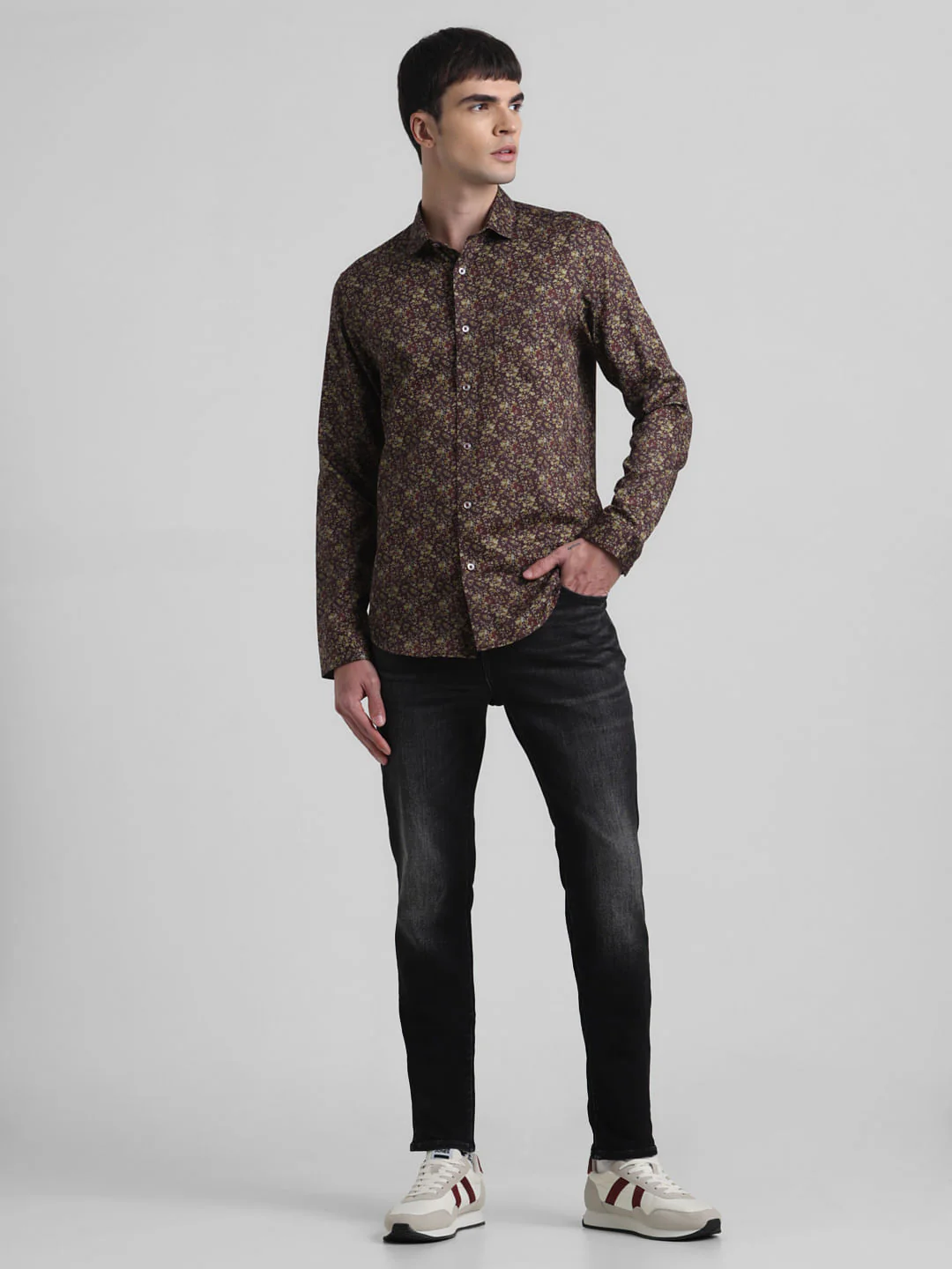 Maroon Floral Full Sleeves Shirt - Image 6