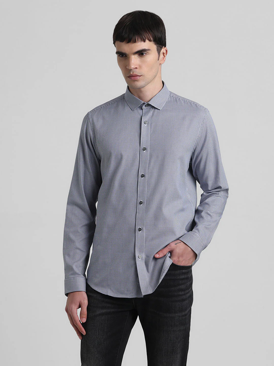 Blue Printed Full Sleeves Shirt - Image 2