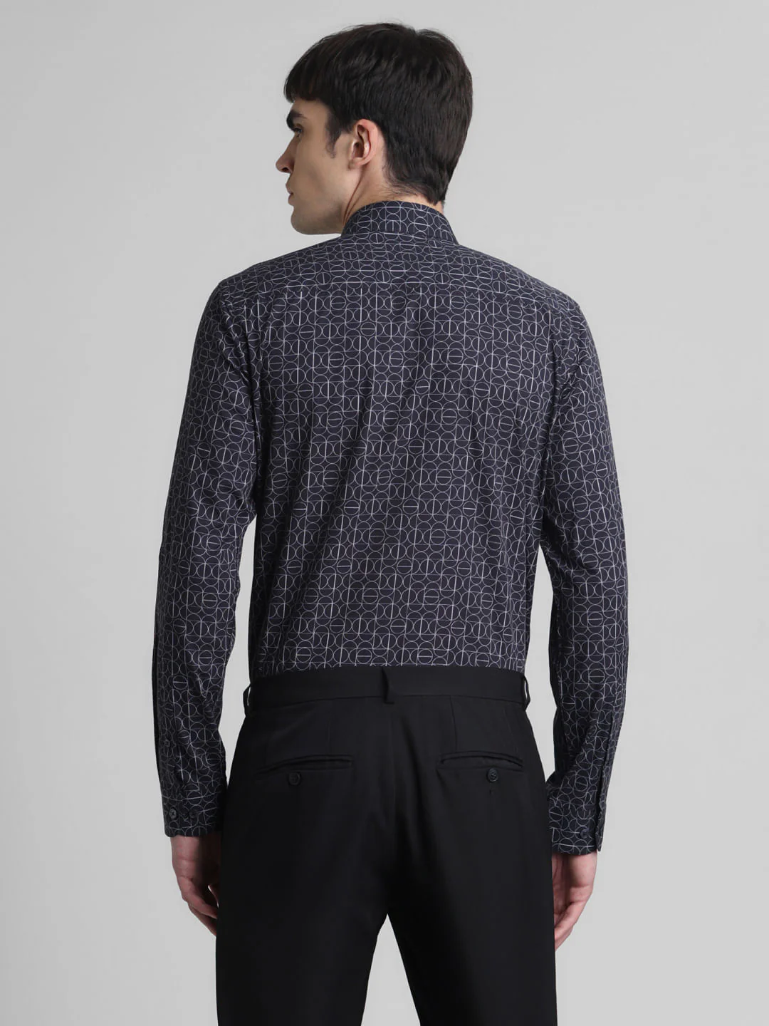 Navy Blue Abstract Print Shirt - Image 4