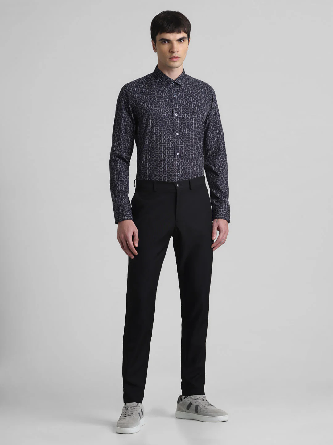 Navy Blue Abstract Print Shirt - Image 6
