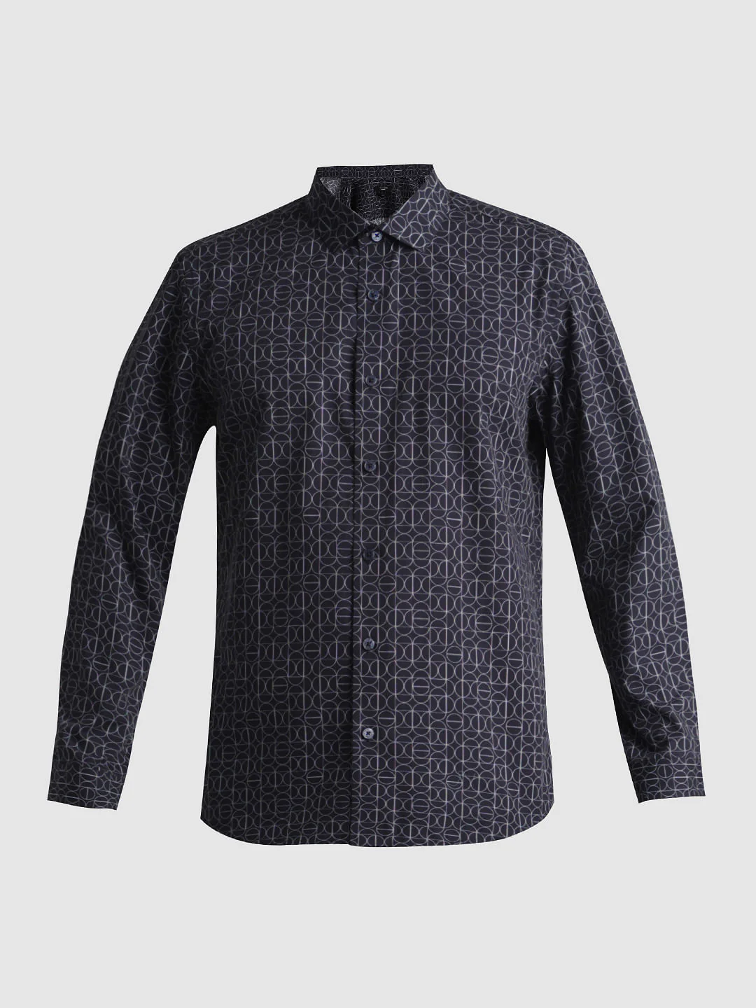 Navy Blue Abstract Print Shirt - Image 7