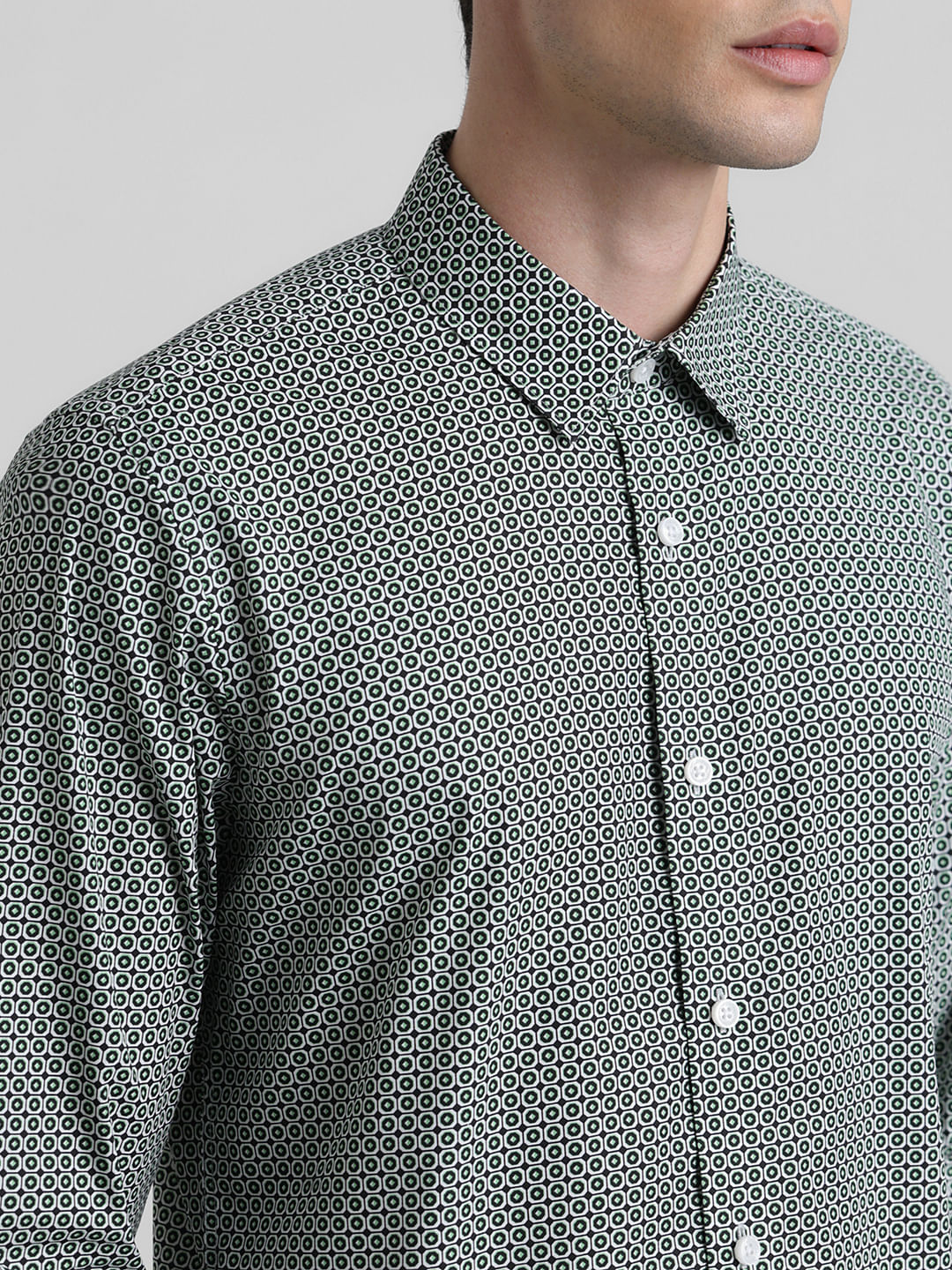 Green Abstract Print Shirt - Image 5