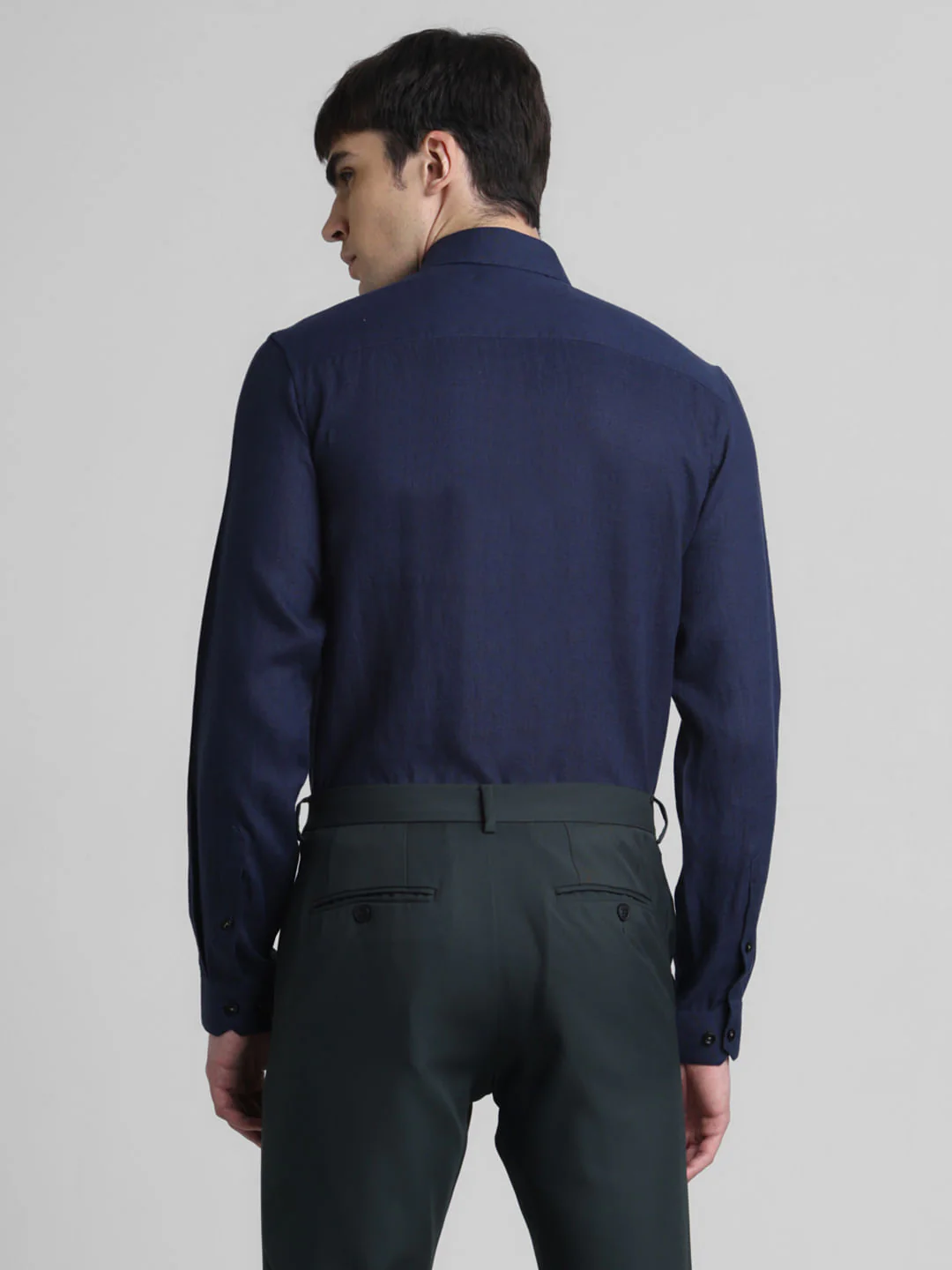 Navy Blue Linen Full Sleeves Shirt - Image 4