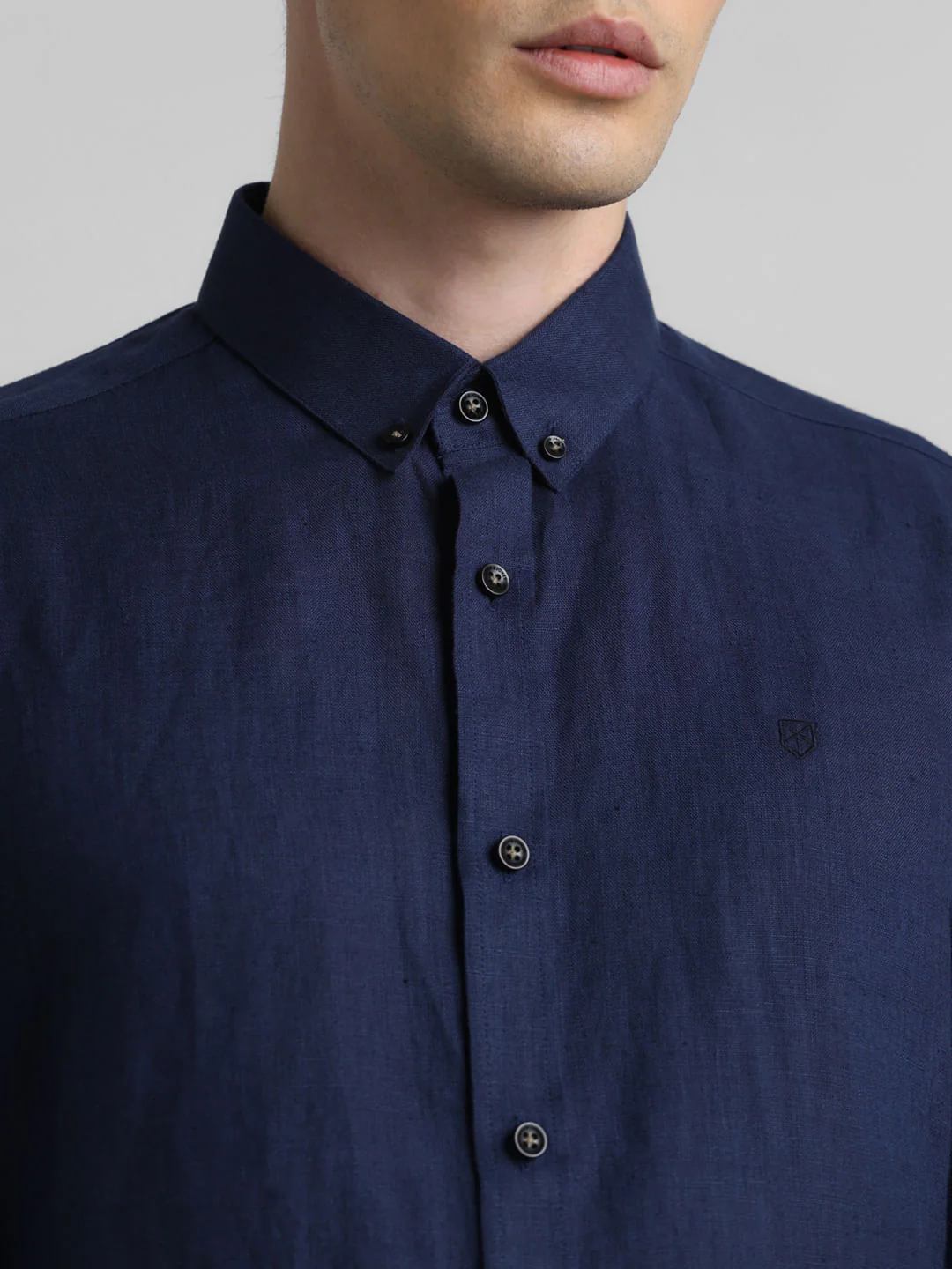 Navy Blue Linen Full Sleeves Shirt - Image 5