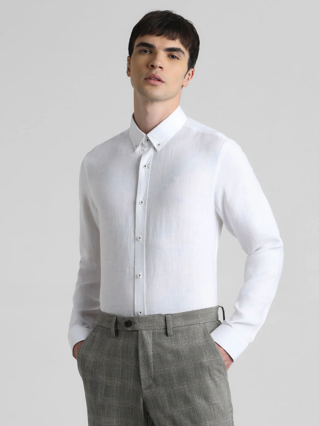White Linen Full Sleeves Shirt - Image 2